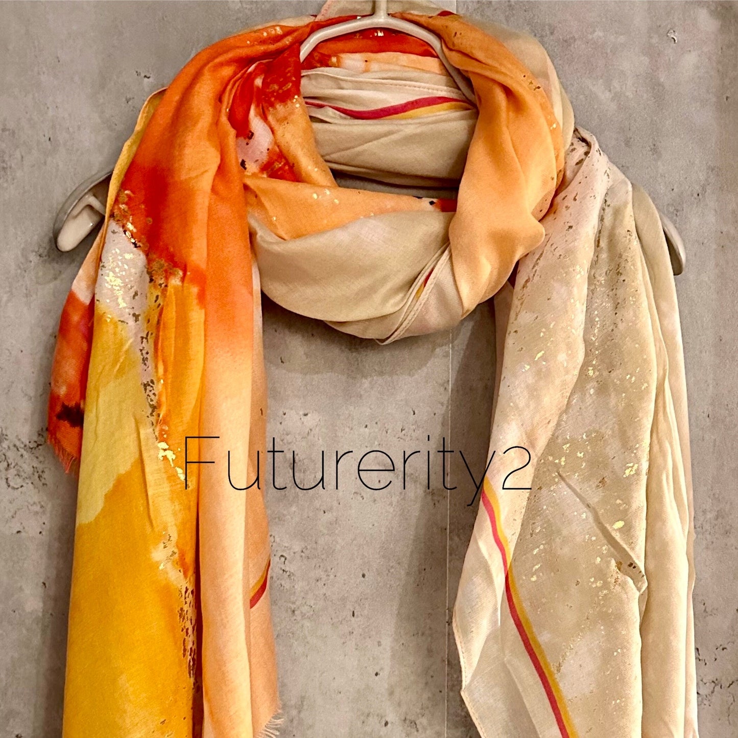 Watercolours Pattern Gold Dusk Orange Cotton Scarf/Summer Autumn Scarf/Scarf Women/Gift For Her Birthday Christmas/Gifts For Mum/UK Seller