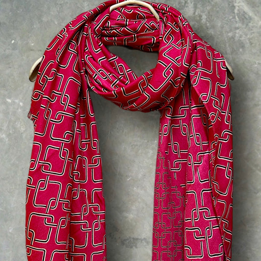 Stylish Pink Scarf Featuring Interlocking Design for Women,Ideal All-Season Gifts for Her,Mother,Birthday and Christmas