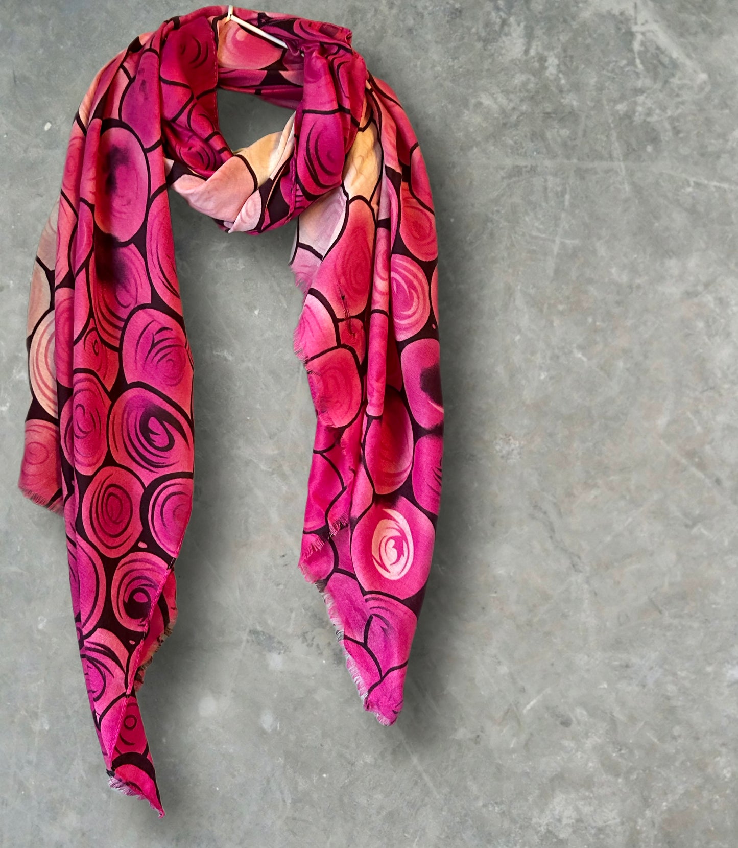 Fuchsia Pink Seamless Bubbles Pattern Cotton Scarf,Women Scarf,Autumn Winter Scarf,Ideal for Gifting to Her or Mom,Birthday, Christmas Gifts