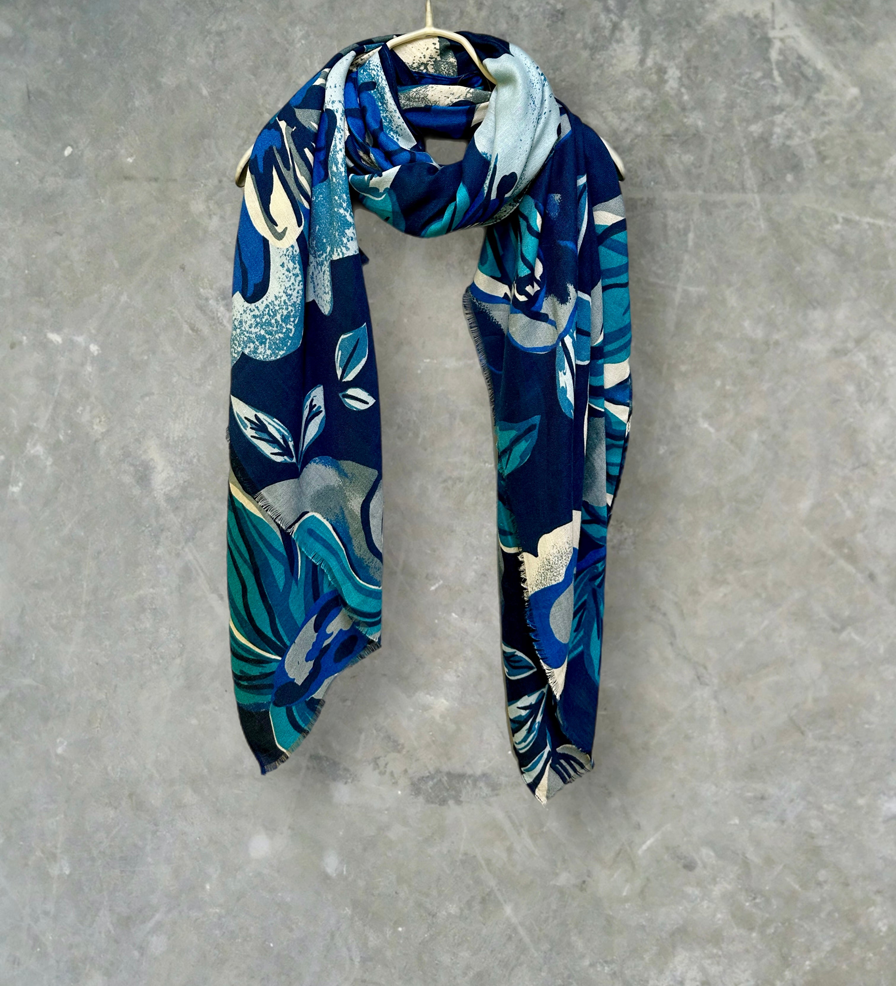 Vintage Inspired Blue Floral Scarf