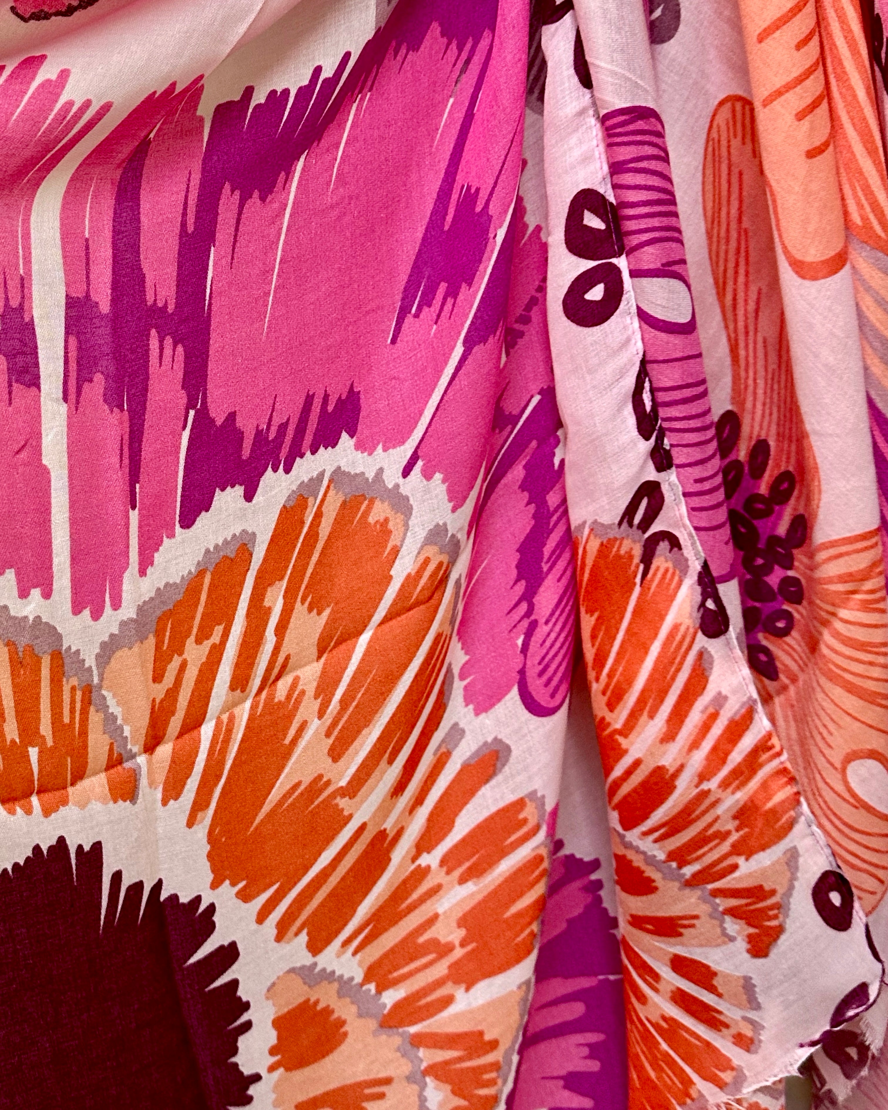 Stunning Pink Scarf Featuring Huge Sketched Flowers
