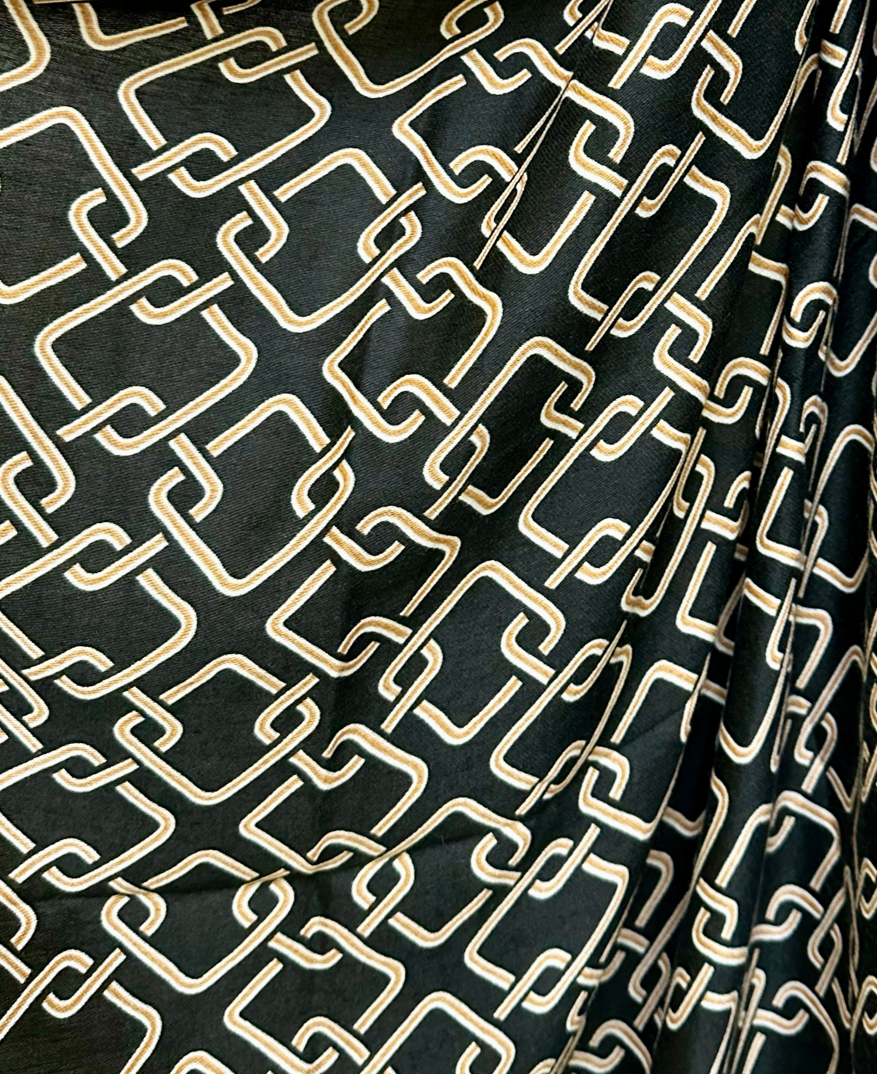 Stylish black Scarf Featuring Interlocking Design