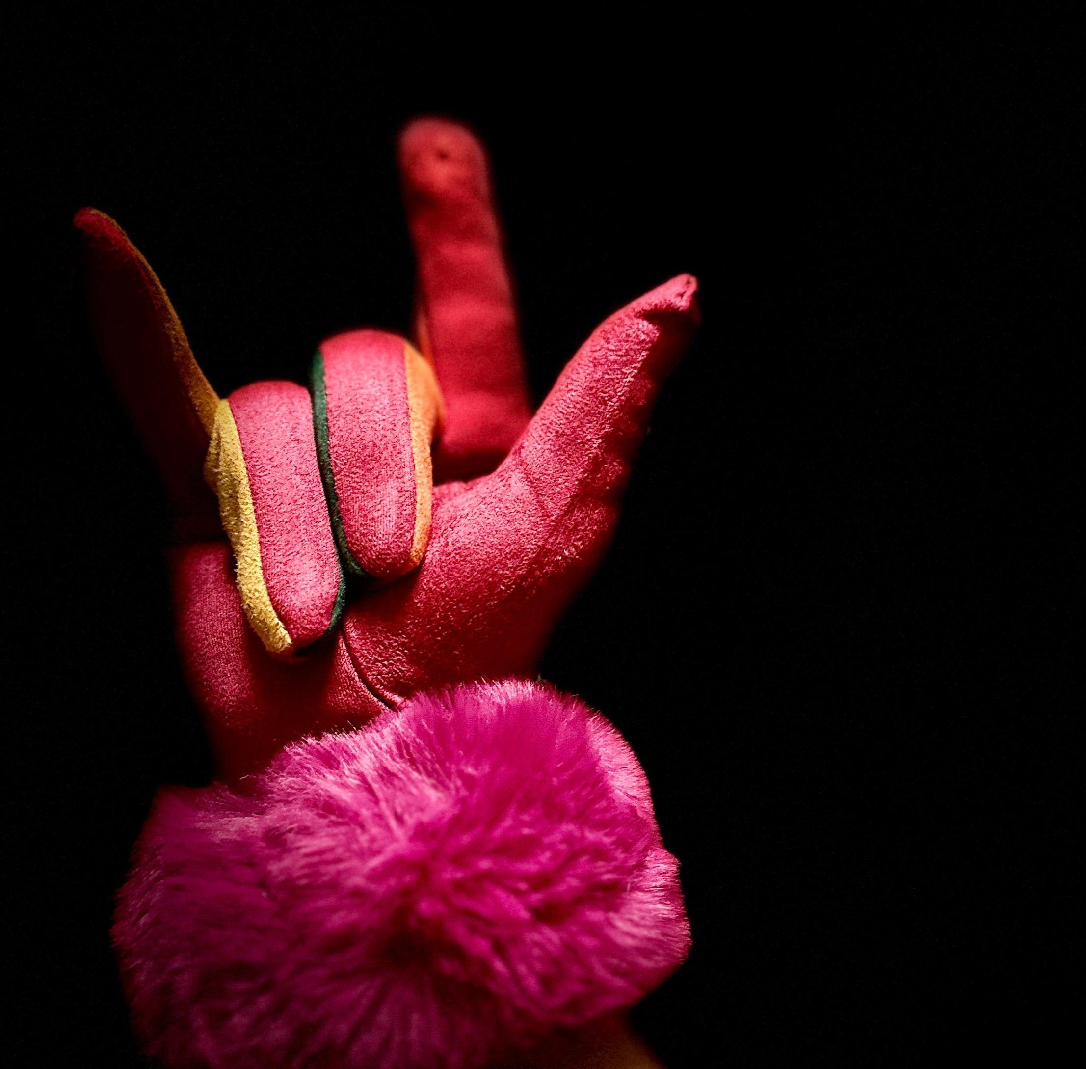 Fuchsia Pink Suede Gloves with Faux Fur,Stretch Suede Fabric
