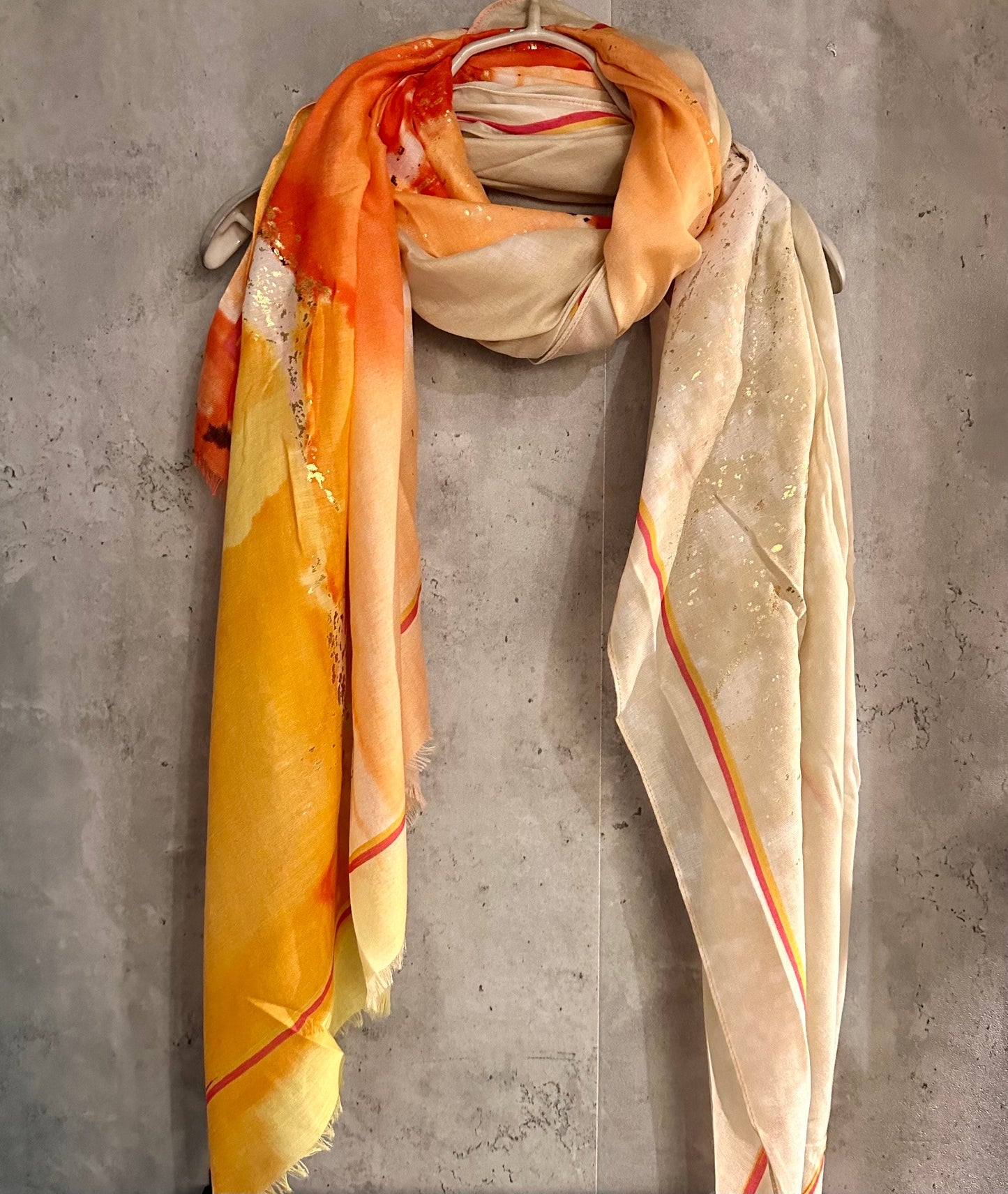 Watercolours Pattern Gold Dusk Orange Cotton Scarf/Summer Autumn Scarf/Scarf Women/Gift For Her Birthday Christmas/Gifts For Mum/UK Seller