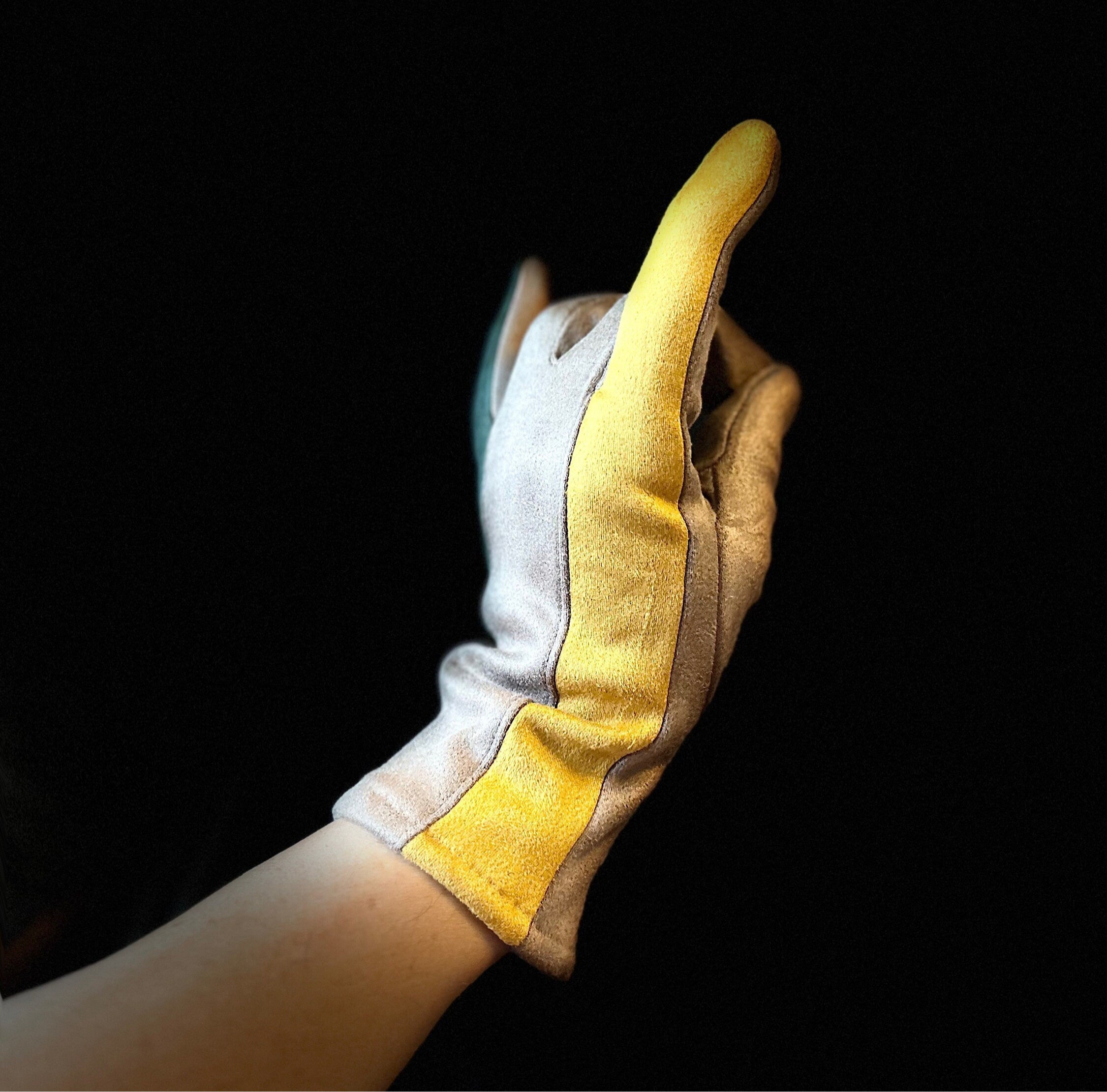 The Tri-Color Glove in Grey,Yellow and Green