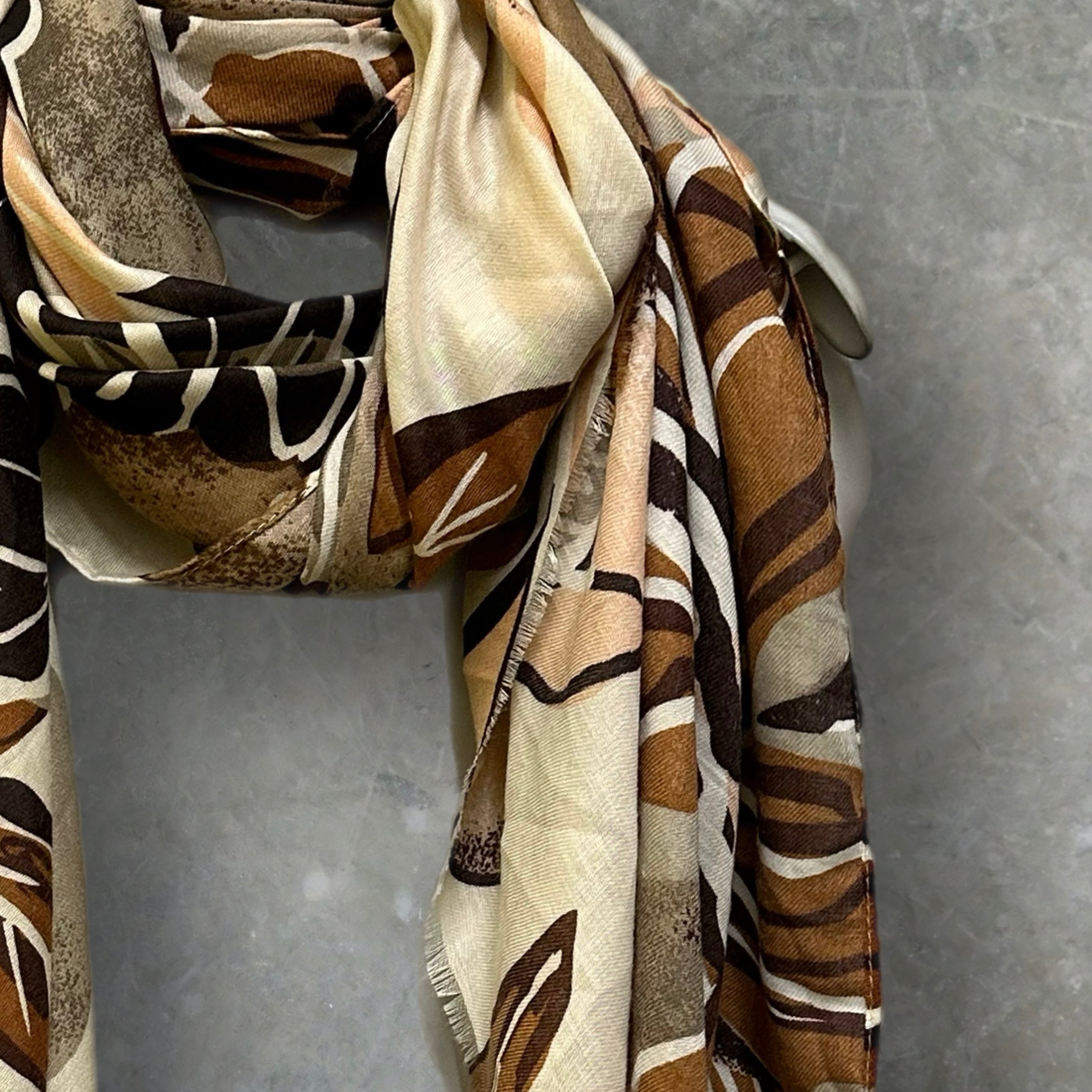 Vintage Inspired Brown Floral Scarf