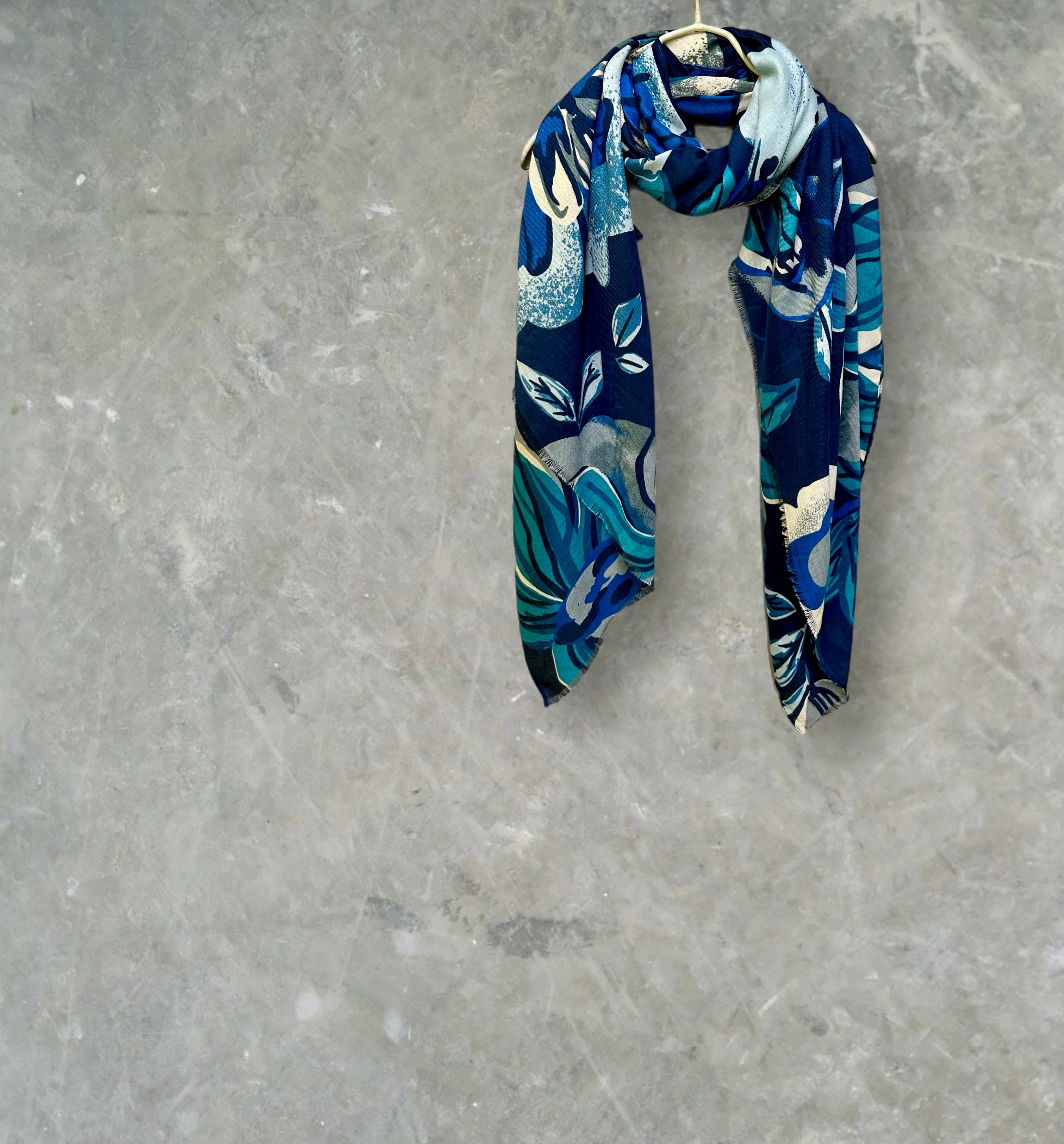 Vintage Inspired Blue Floral Scarf