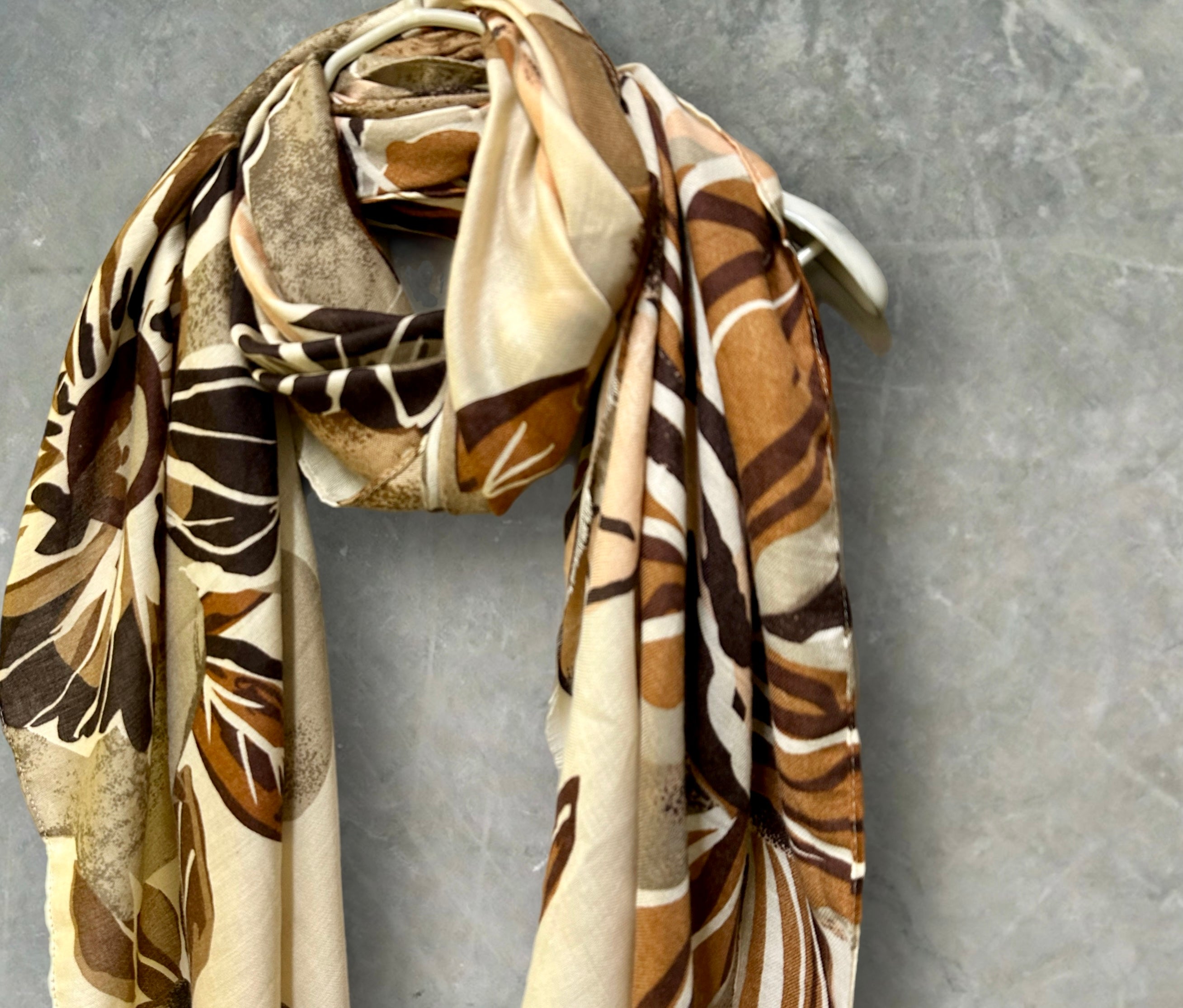 Vintage Inspired Brown Floral Scarf