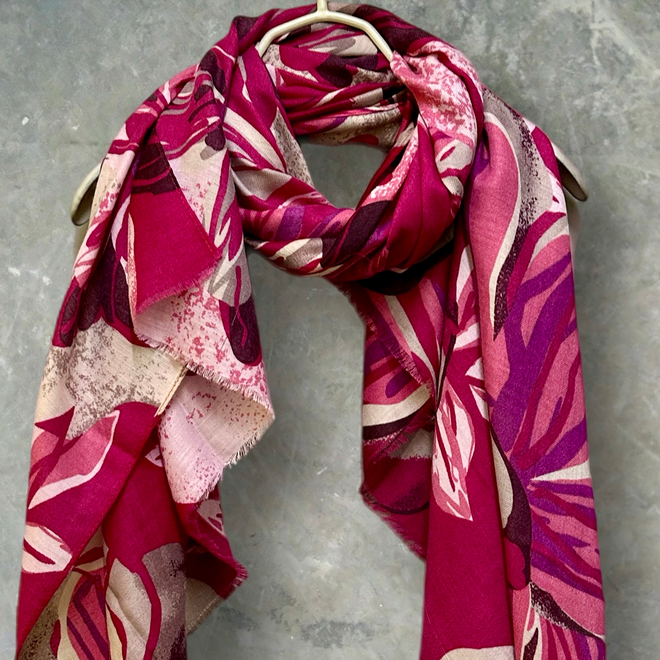 Vintage Inspired Pink Floral Scarf