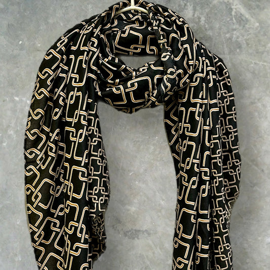 Stylish black Scarf Featuring Interlocking Design for Women,Ideal All-Season Gifts for Her,Mother,Birthday and Christmas