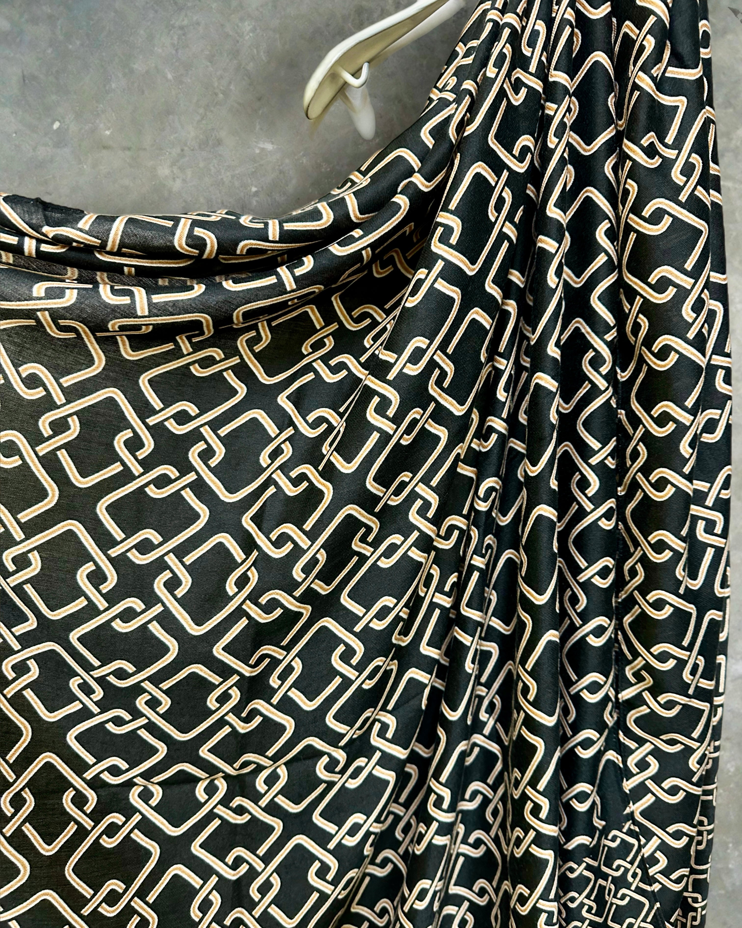 Stylish black Scarf Featuring Interlocking Design