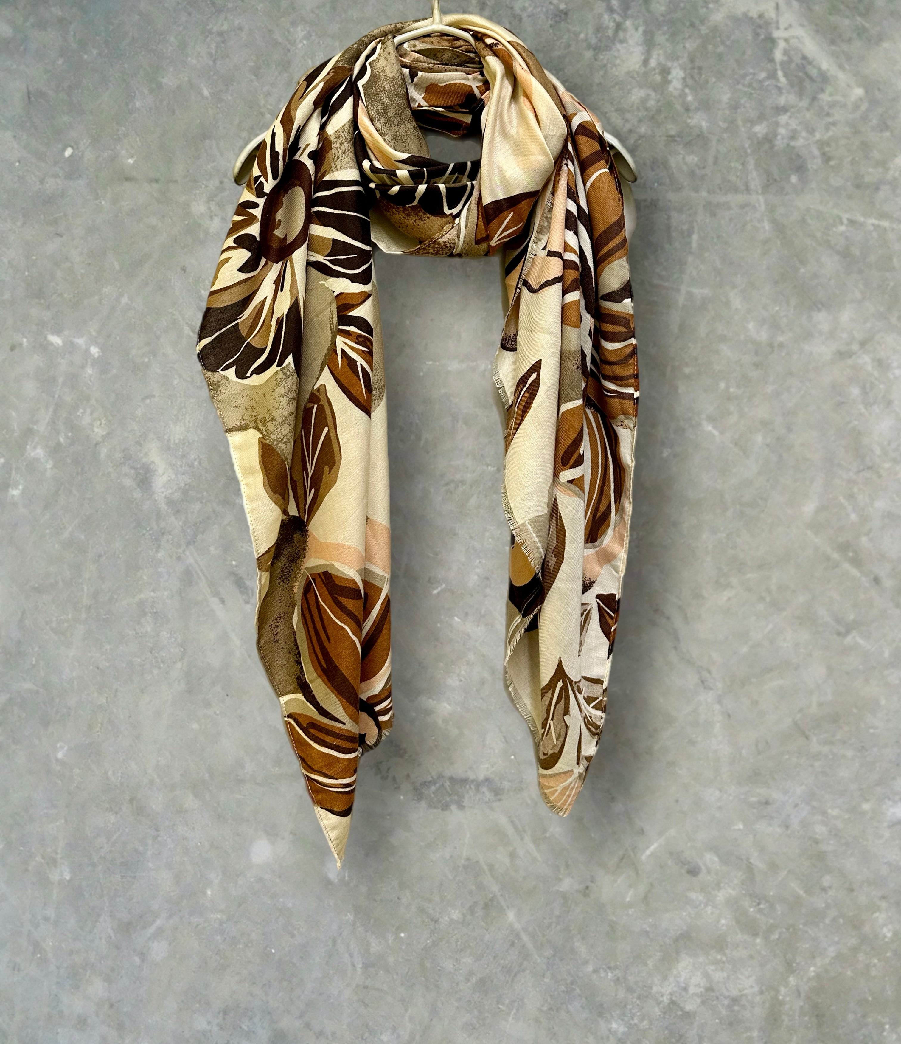 Vintage Inspired Brown Floral Scarf