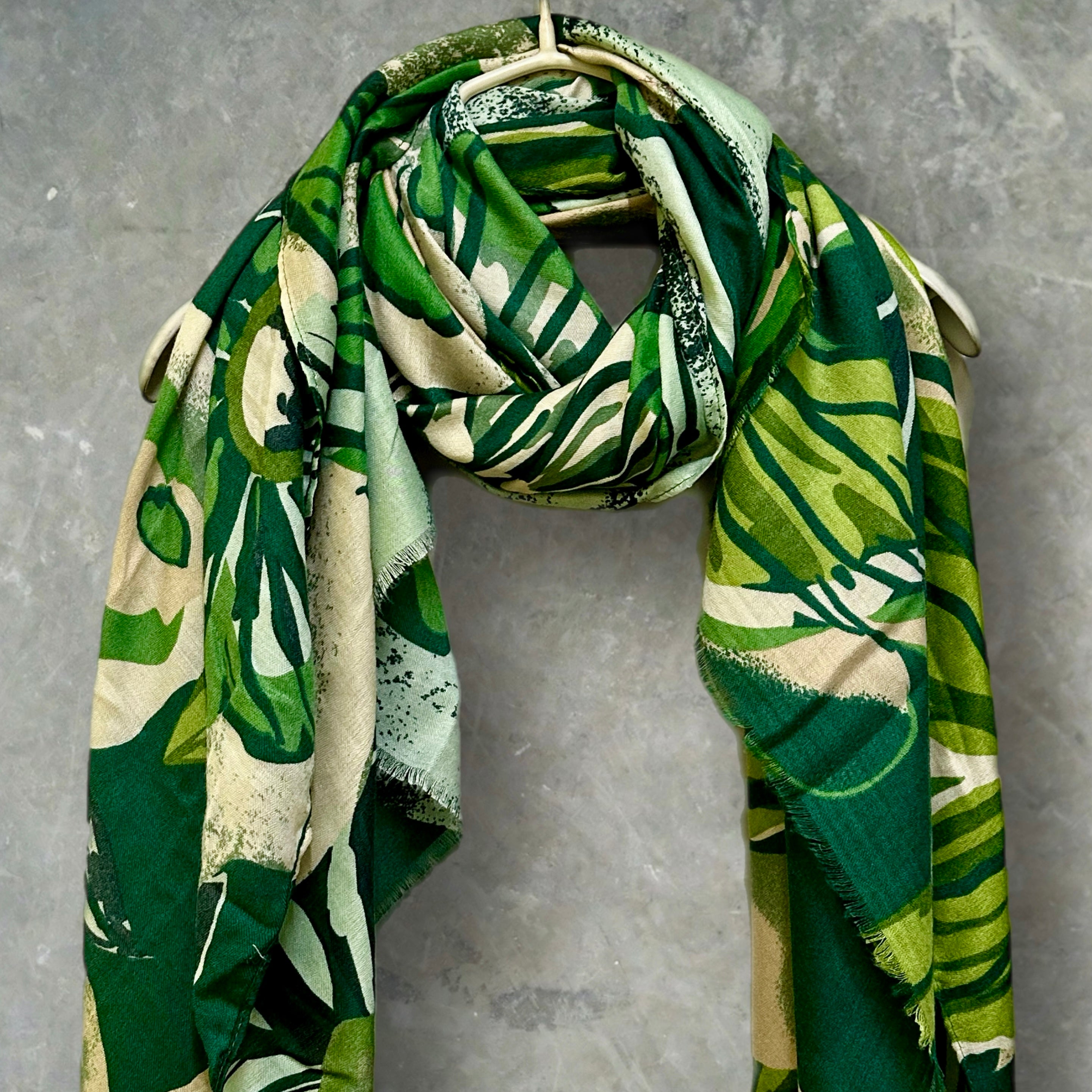Vintage Inspired Green Floral Scarf