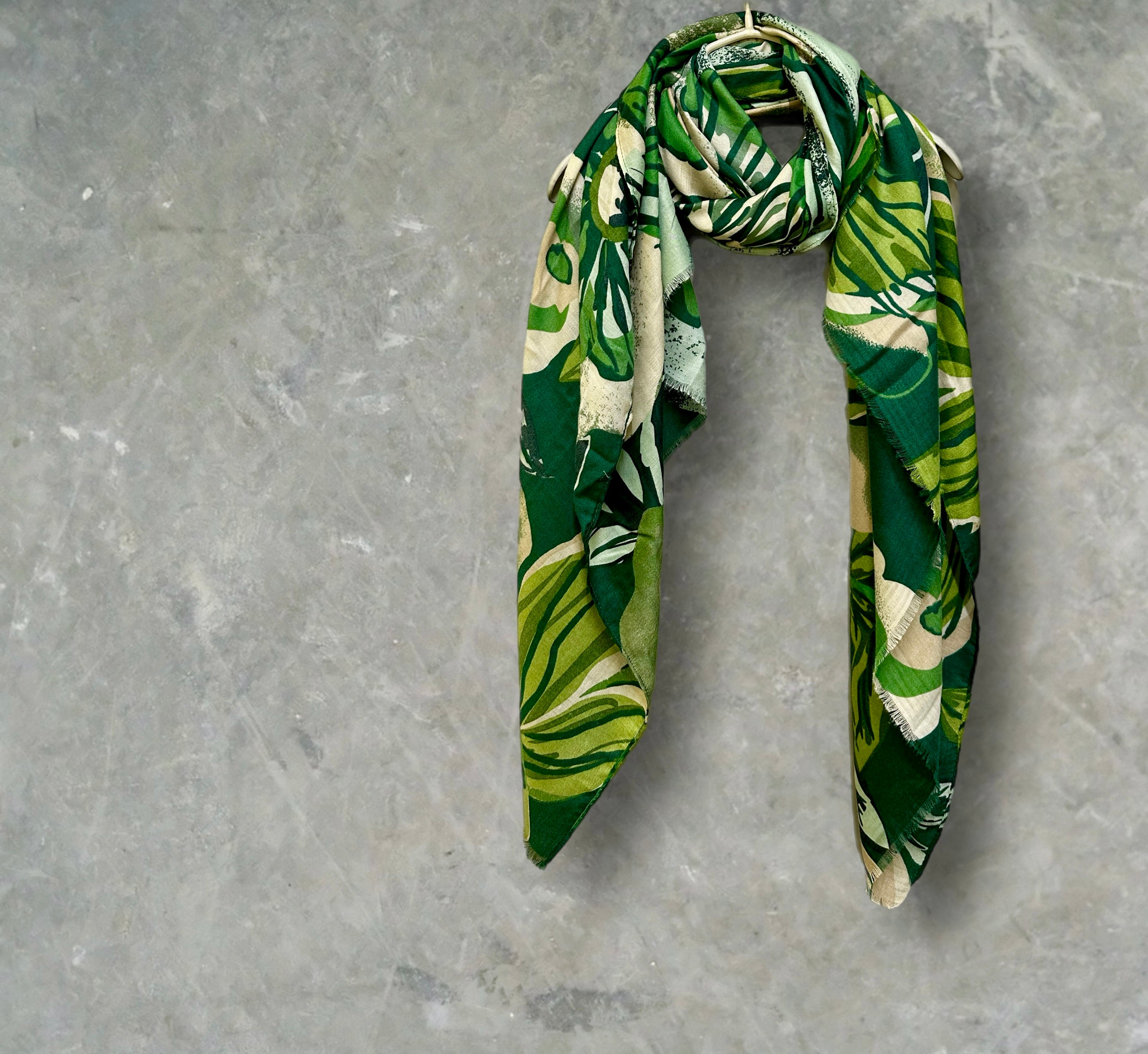 Vintage Inspired Green Floral Scarf