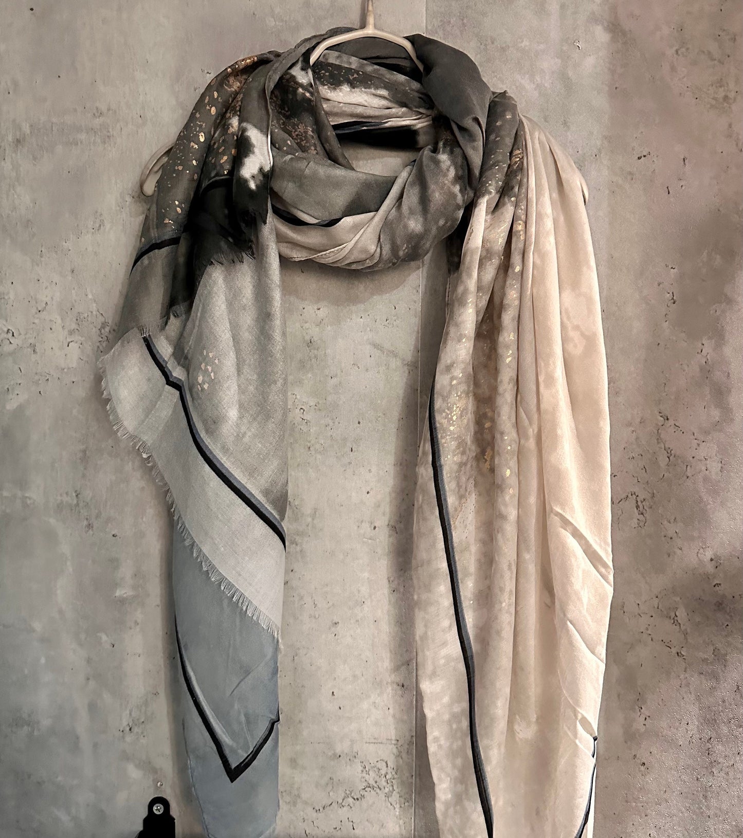 Watercolours Pattern Gold Dusk Grey Cotton Blend Scarf/Summer Autumn Scarf/Scarf Women/Gift For Her Birthday Christmas/Gifts For Mum