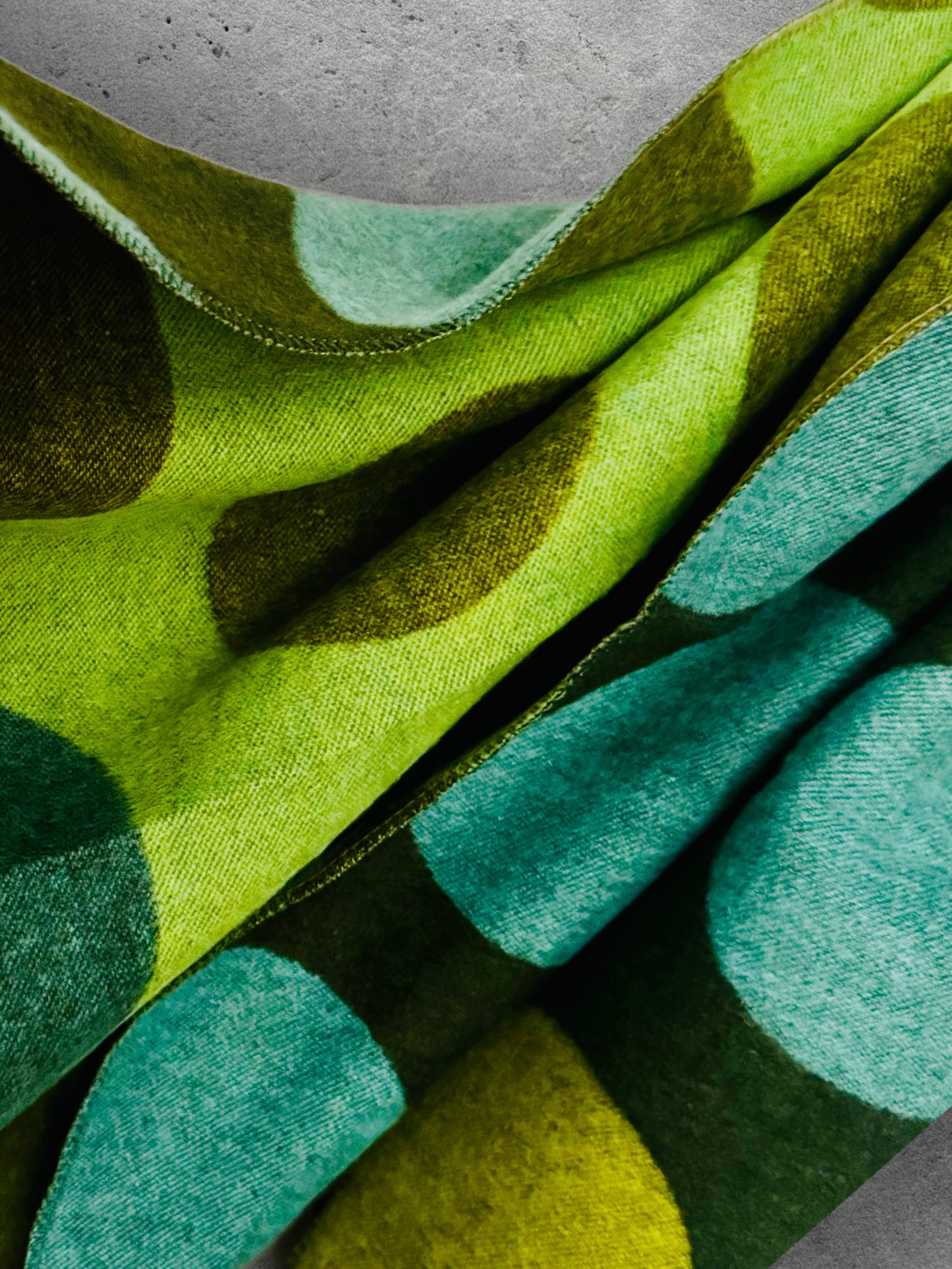 Bright Green Double-Sided Cashmere Winter Scarf with Polka Dots design