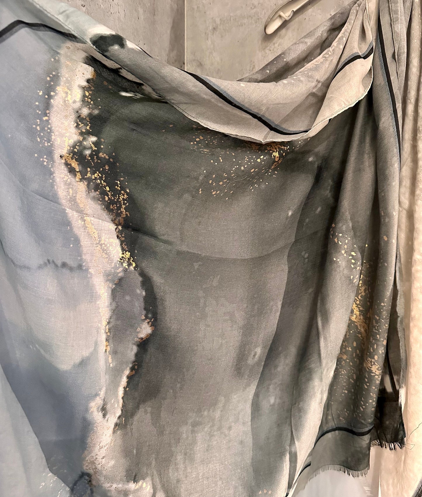 Watercolours Pattern Gold Dusk Grey Cotton Blend Scarf/Summer Autumn Scarf/Scarf Women/Gift For Her Birthday Christmas/Gifts For Mum