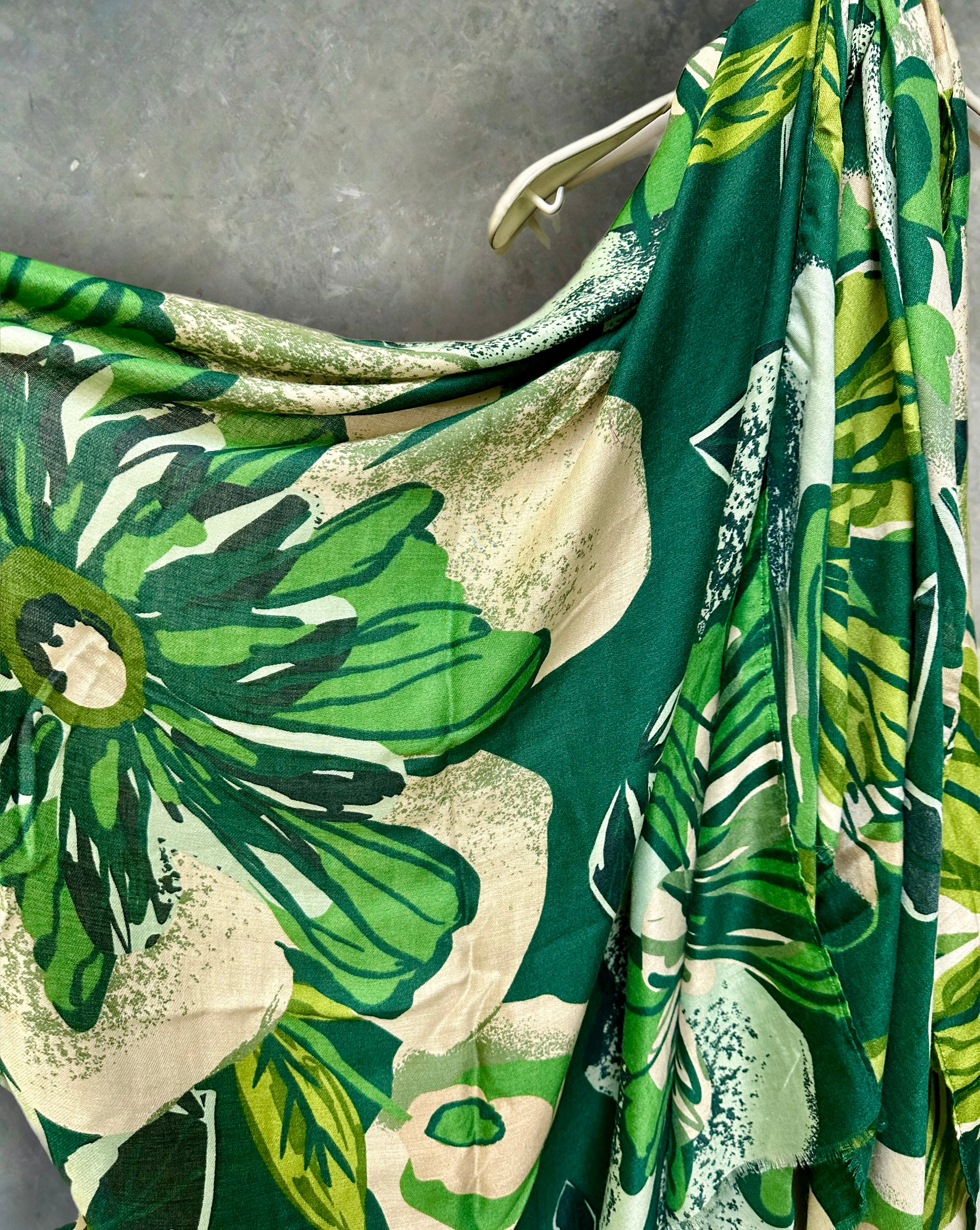 Vintage Inspired Green Floral Scarf