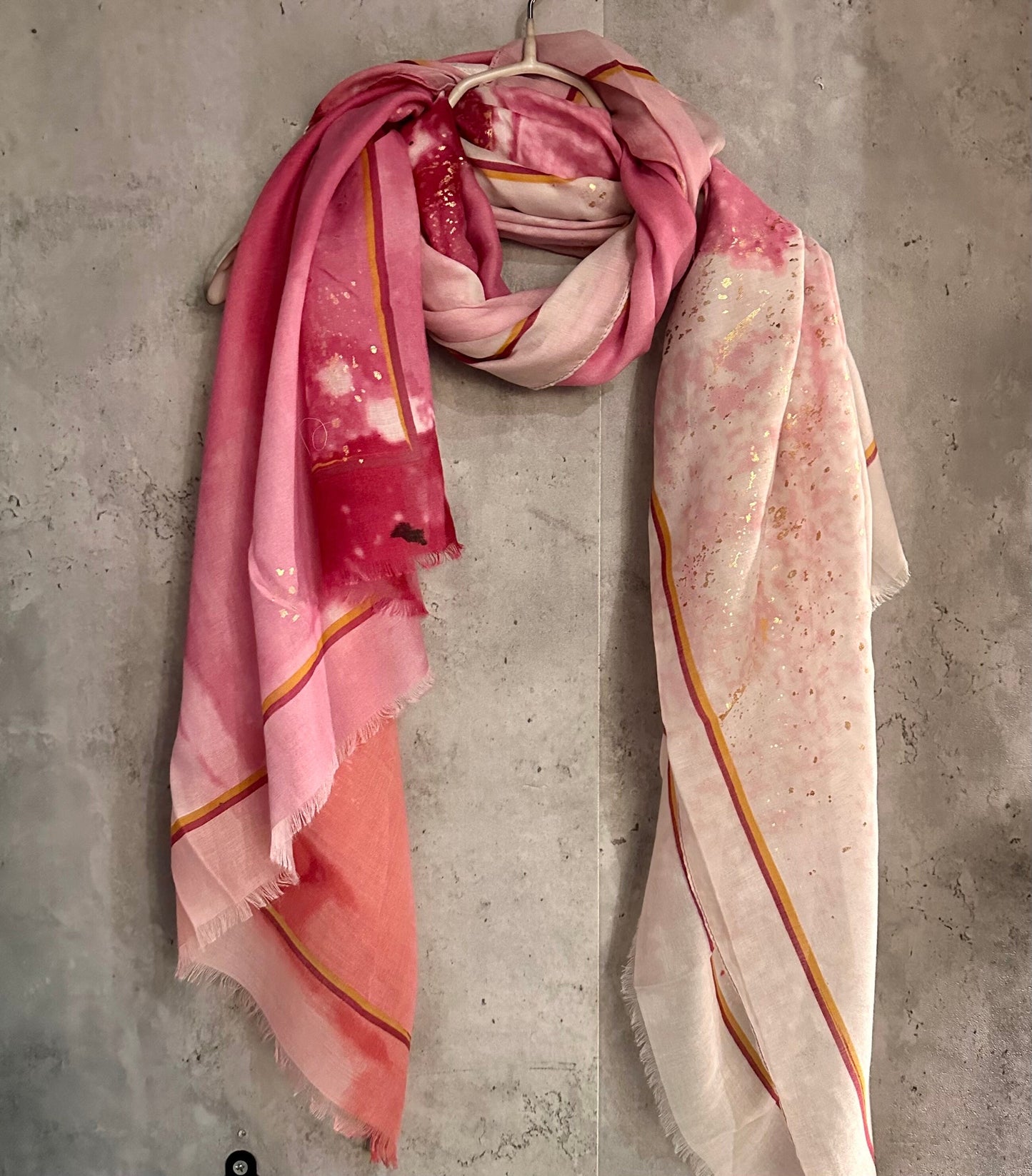 Watercolours Pattern Gold Dusk Pink Cotton Blend Scarf/Summer Autumn Scarf/Scarf Women/Gift For Her Birthday Christmas/Gifts For Mum