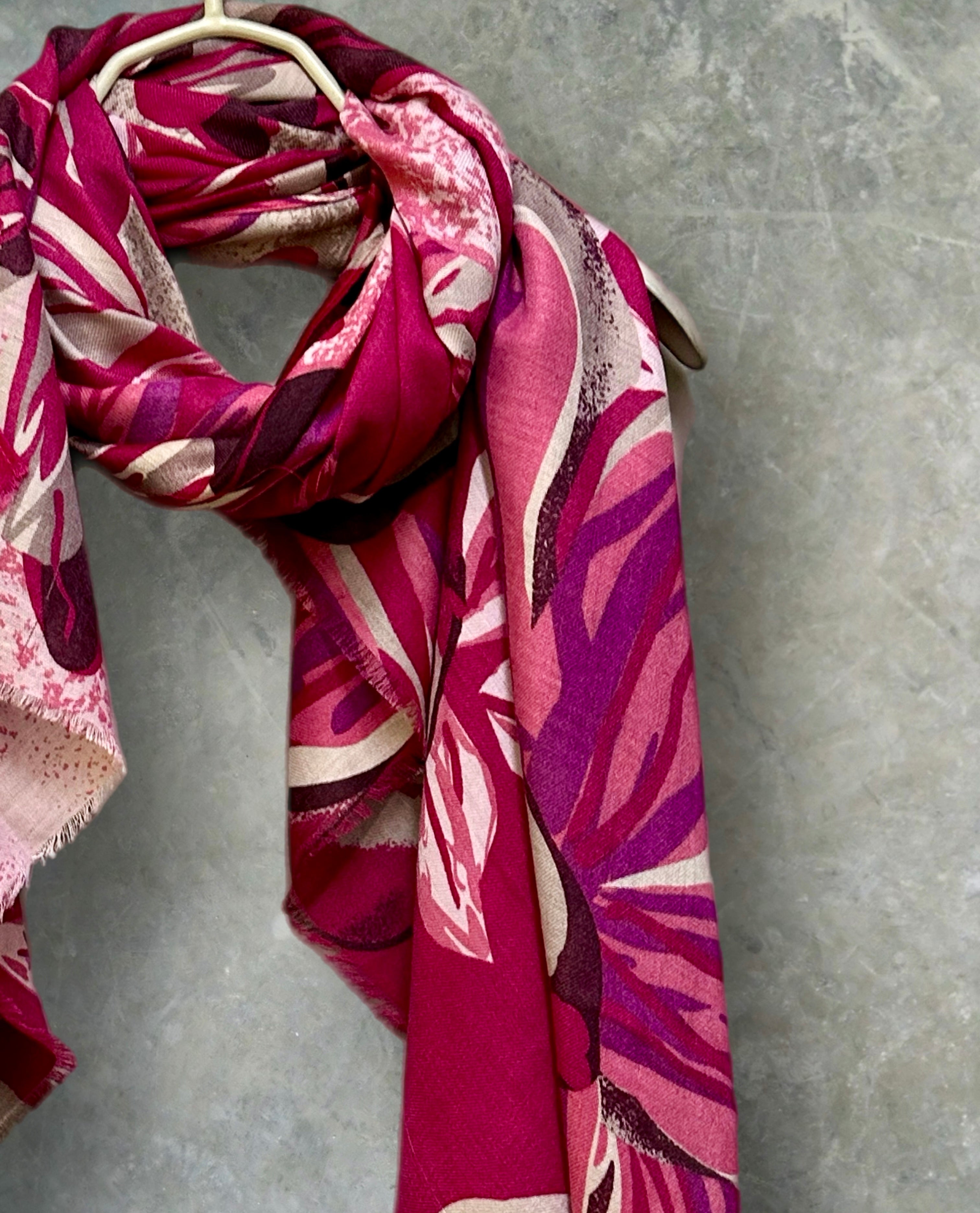 Vintage Inspired Pink Floral Scarf