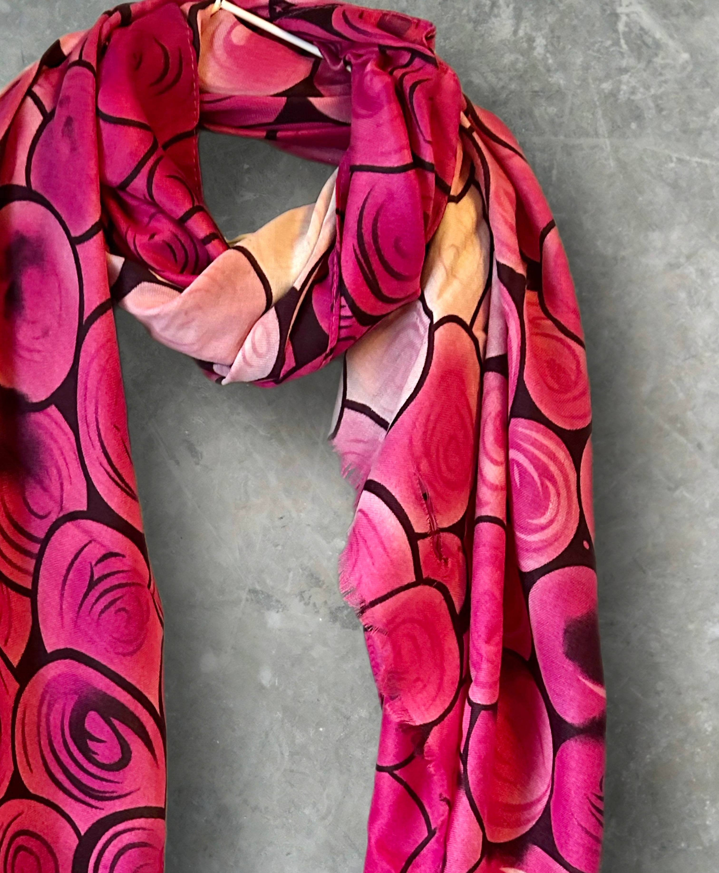 Fuchsia Pink Seamless Bubbles Pattern Cotton Scarf