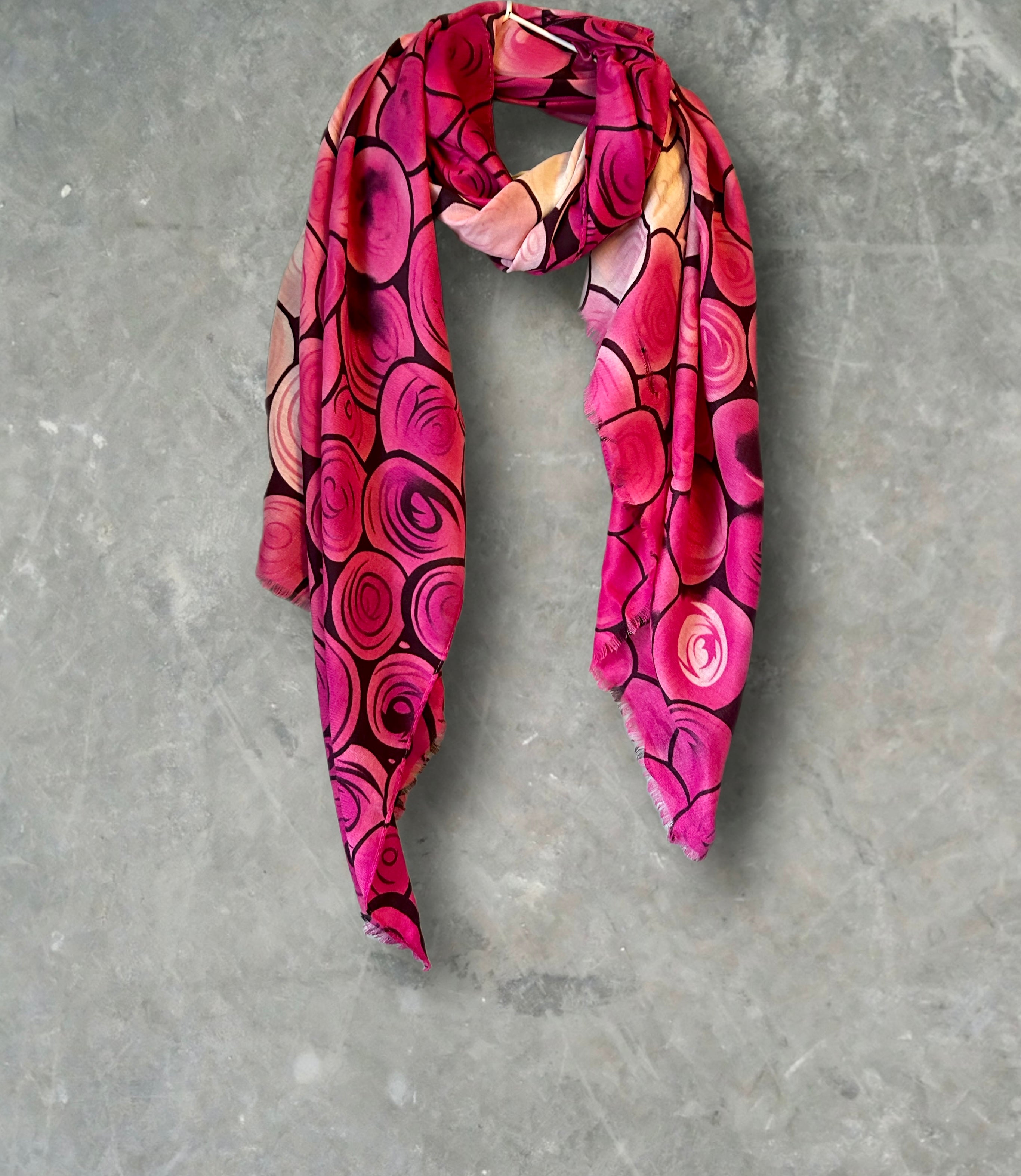 Fuchsia Pink Seamless Bubbles Pattern Cotton Scarf