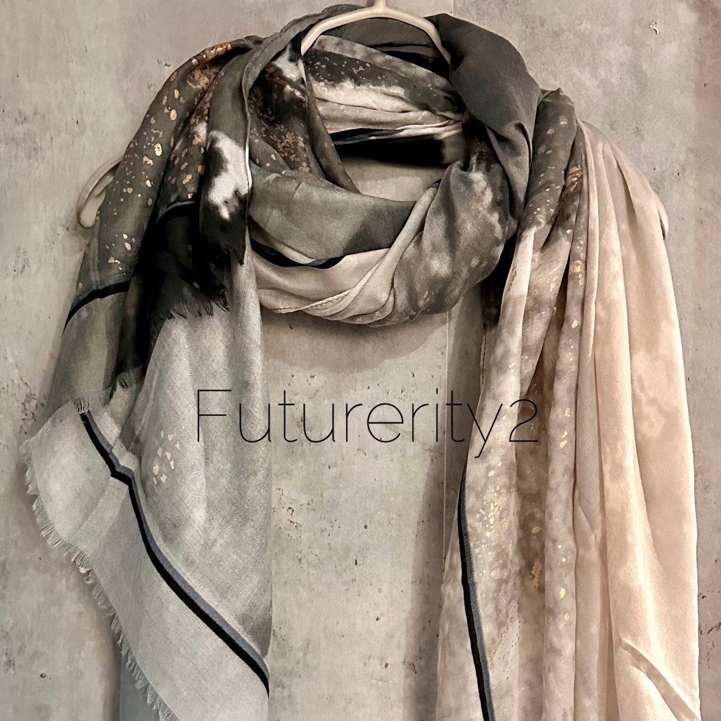 Watercolours Pattern Gold Dusk Grey Cotton Blend Scarf/Summer Autumn Scarf/Scarf Women/Gift For Her Birthday Christmas/Gifts For Mum