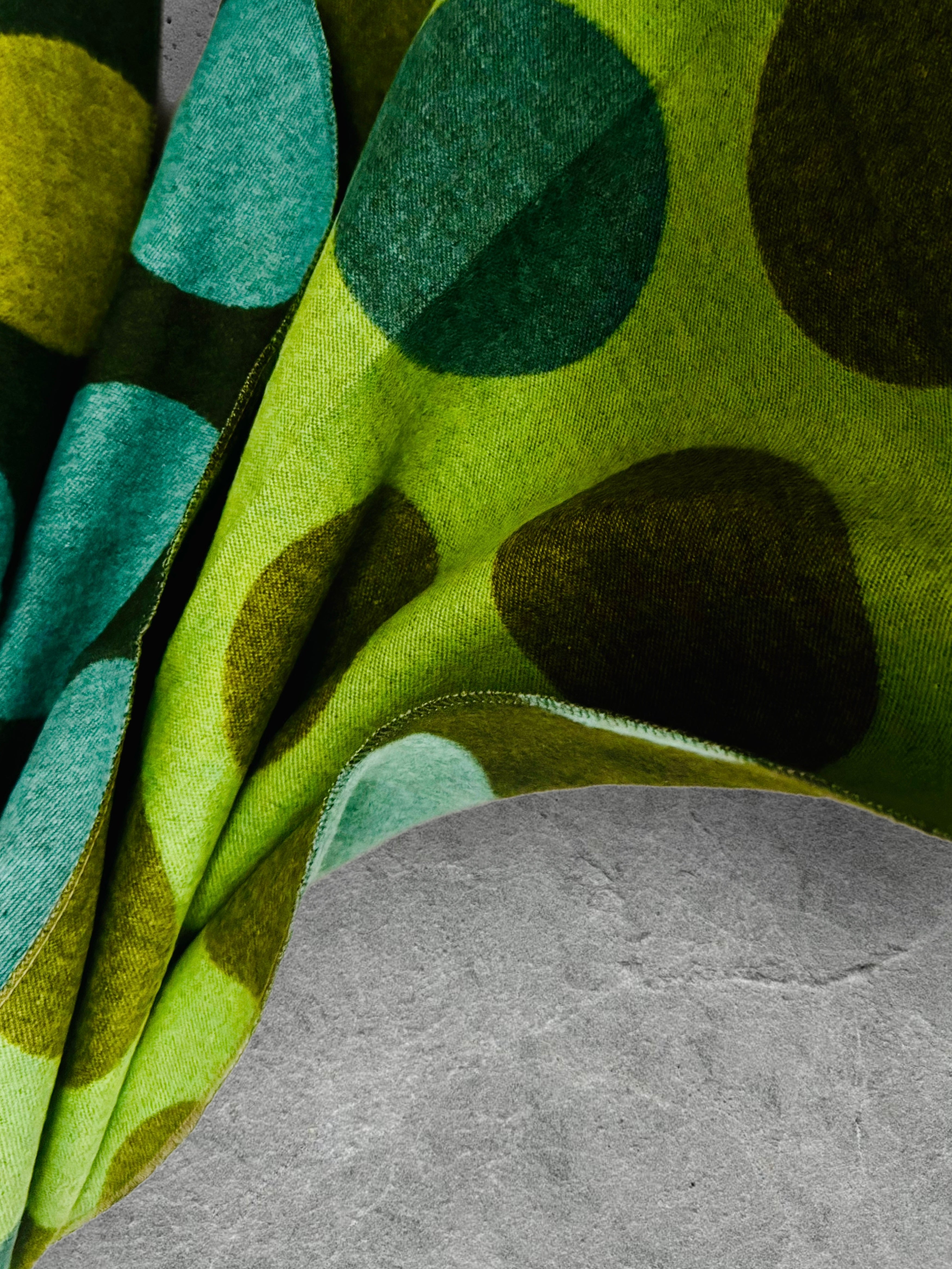 Bright Green Double-Sided Cashmere Winter Scarf with Polka Dots design