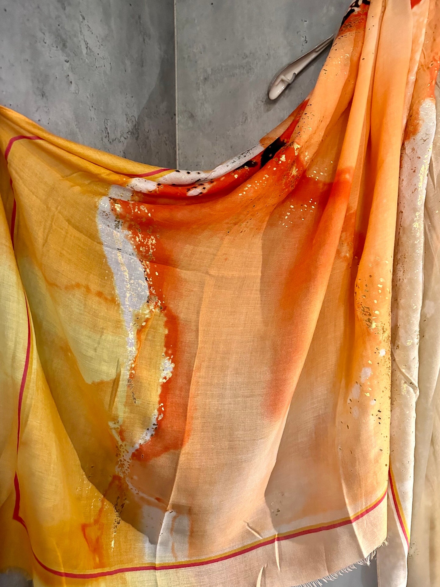 Watercolours Pattern Gold Dusk Orange Cotton Scarf/Summer Autumn Scarf/Scarf Women/Gift For Her Birthday Christmas/Gifts For Mum/UK Seller