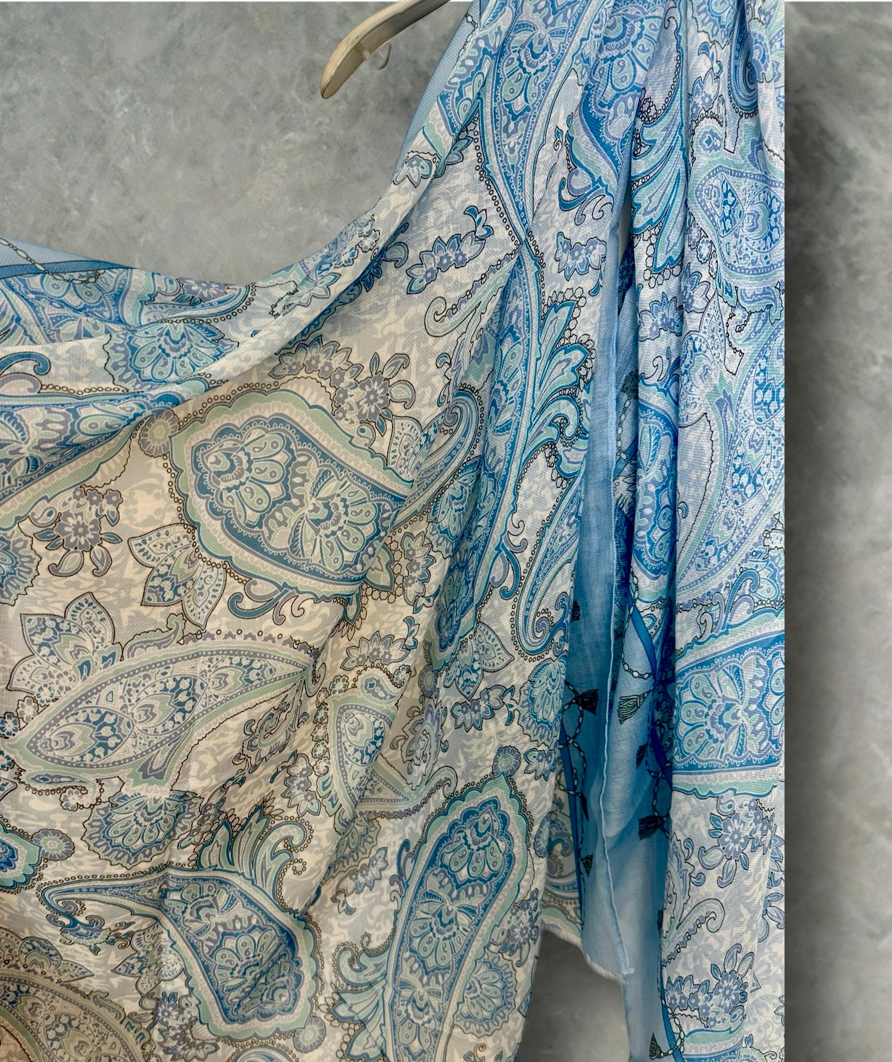 Light Blue Paisley Pattern Cotton Scarf