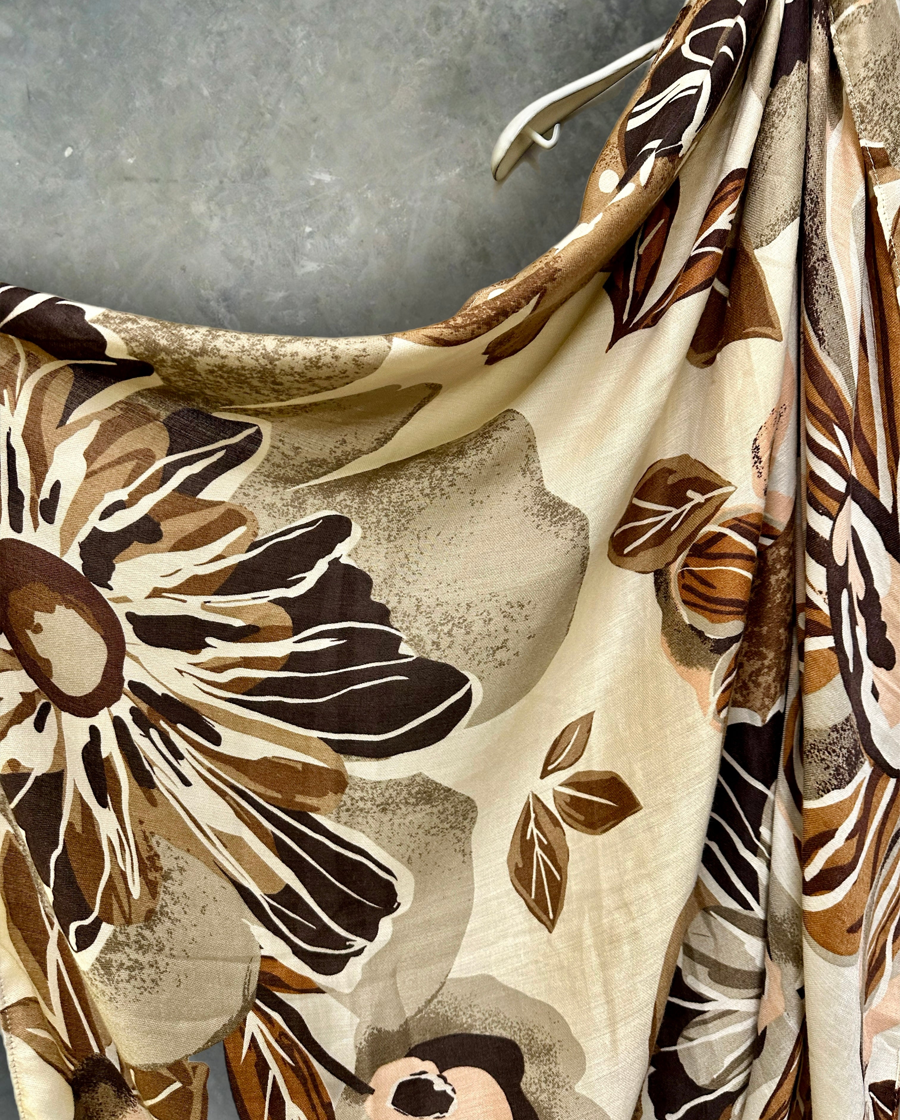 Vintage Inspired Brown Floral Scarf