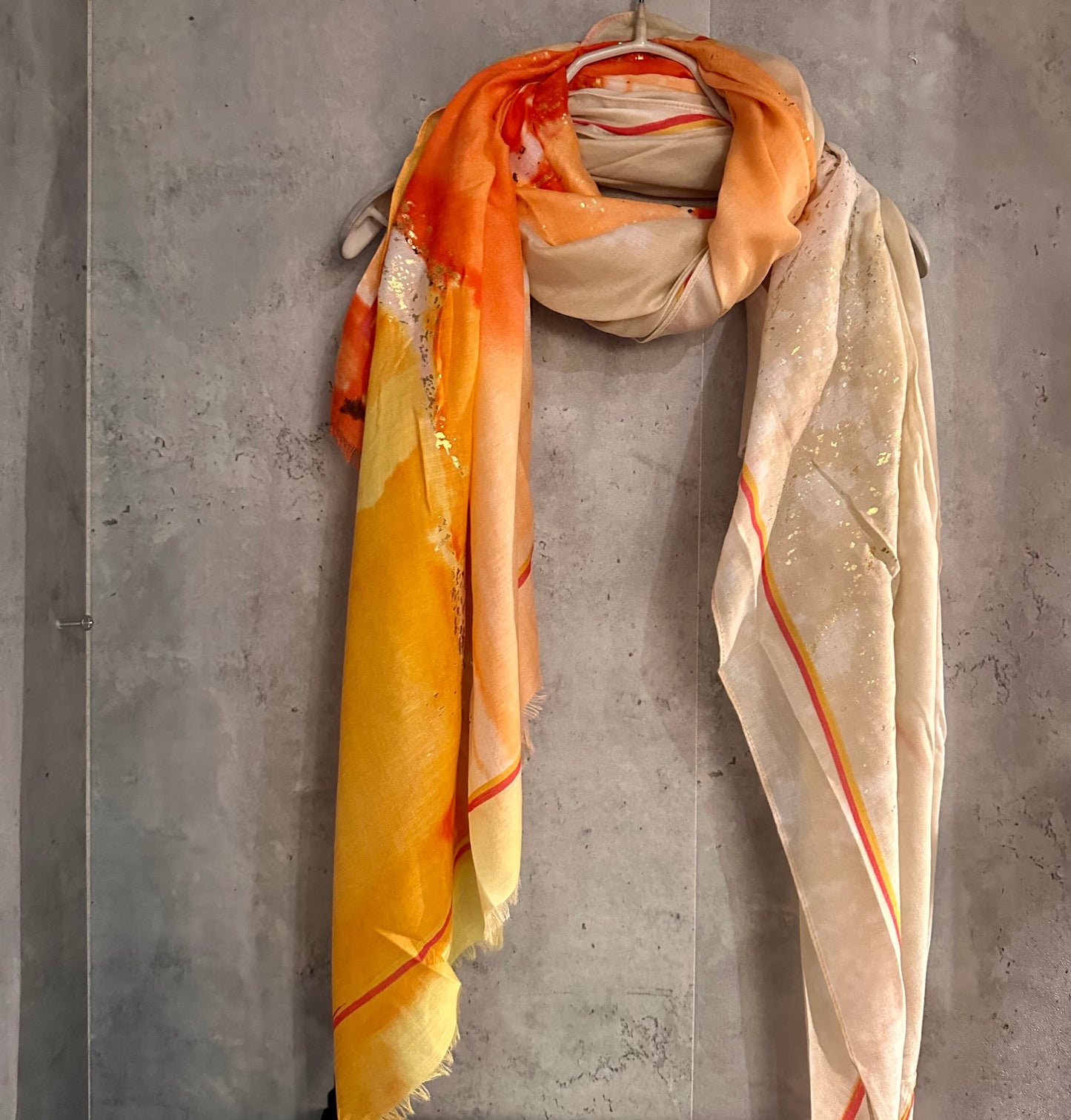 Watercolours Pattern Gold Dusk Orange Cotton Scarf/Summer Autumn Scarf/Scarf Women/Gift For Her Birthday Christmas/Gifts For Mum/UK Seller