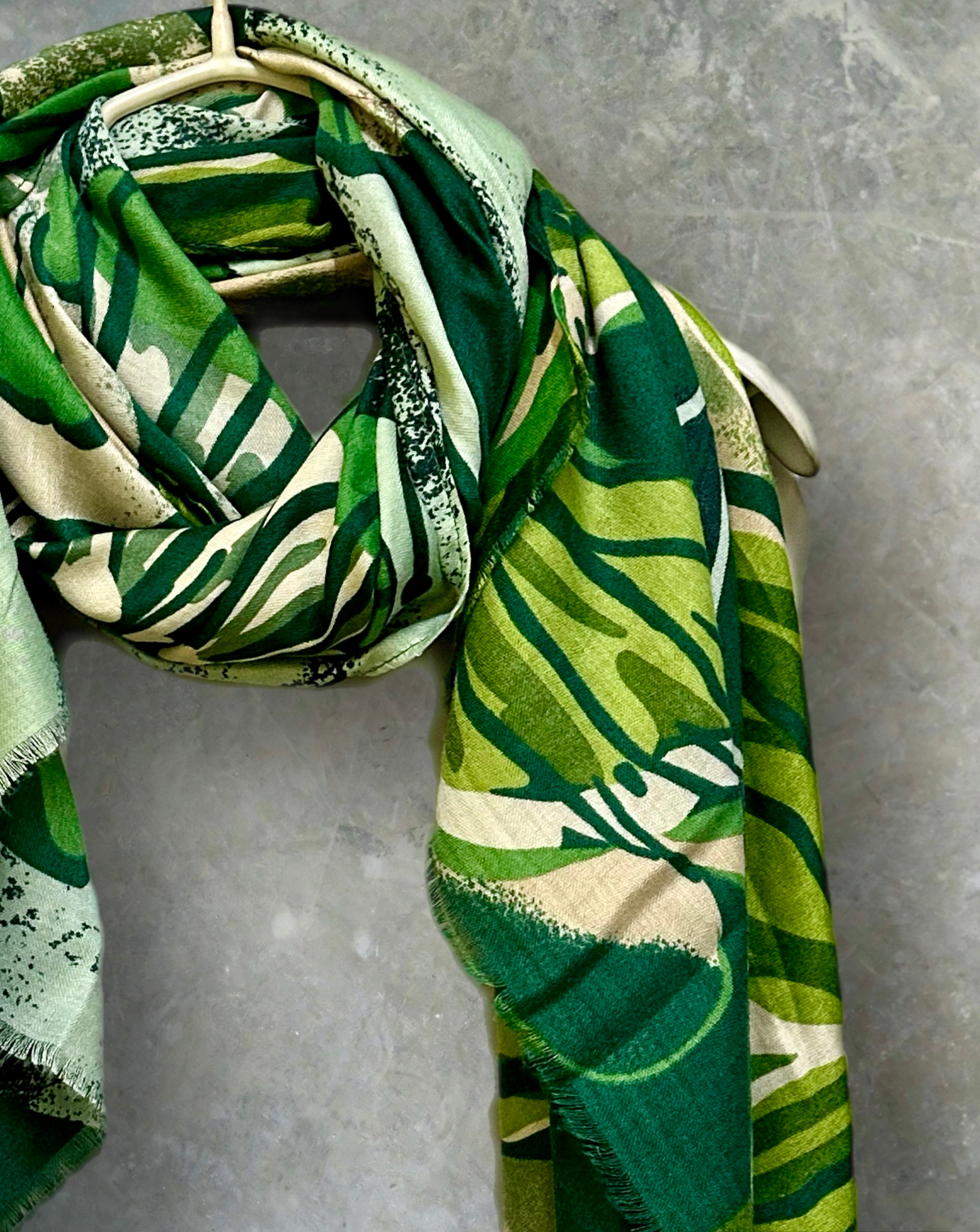 Vintage Inspired Green Floral Scarf
