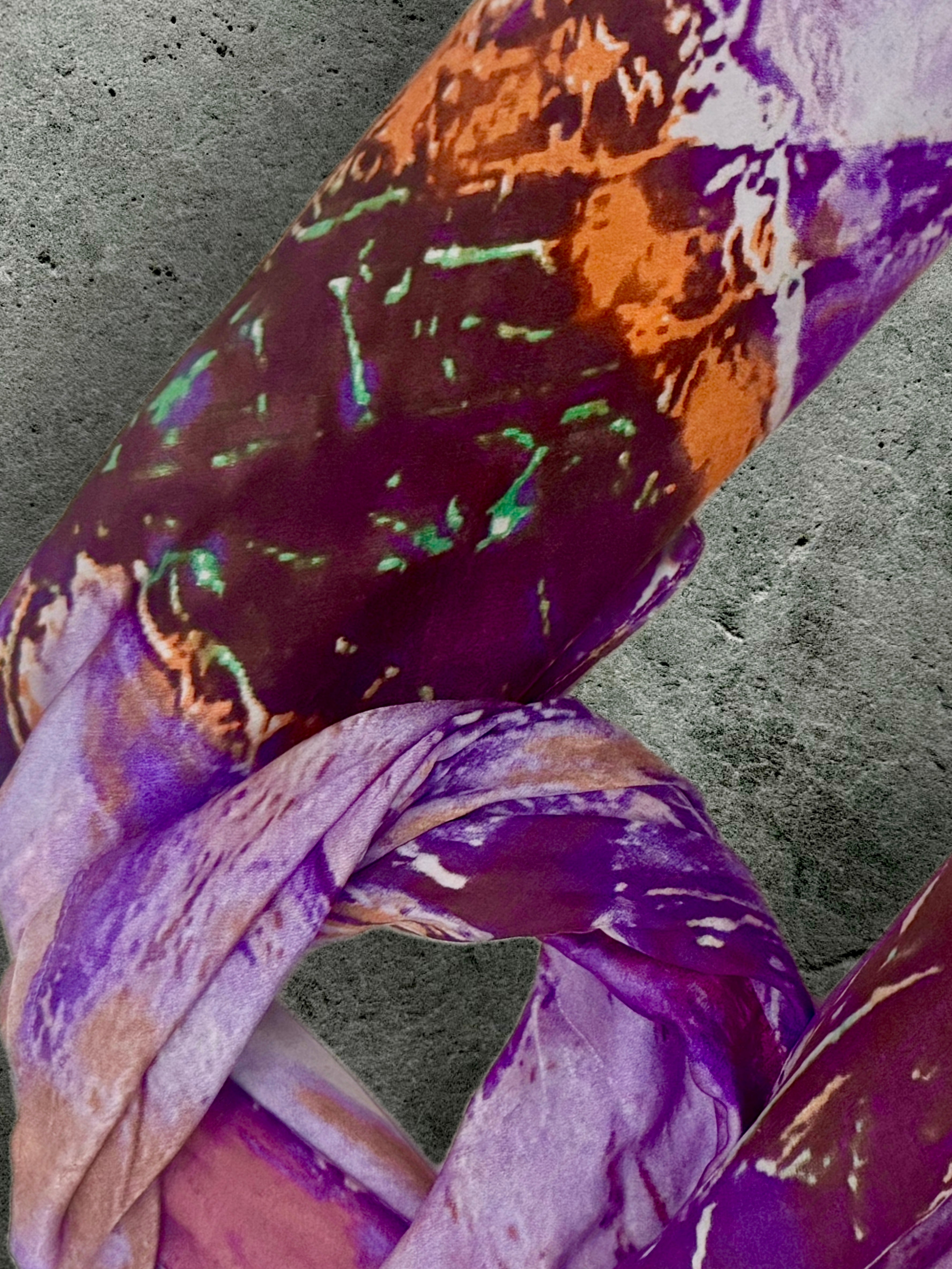 Luxury Silk Scarf with Abstract Art Print in Purple Tones,Handmade Women’s Wrap for All Season,Great Gifts for Her,Mom,Birthday or Christmas