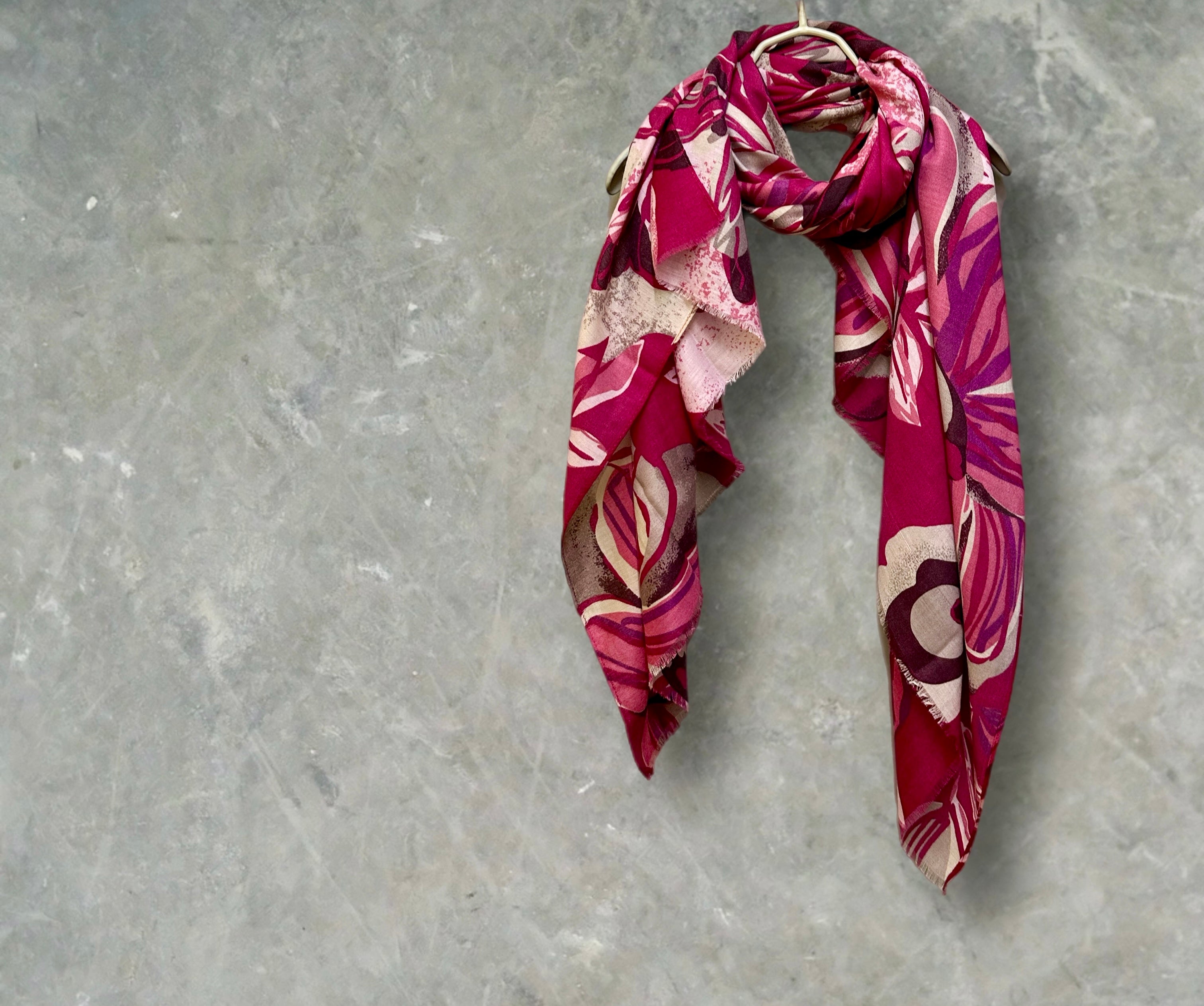 Vintage Inspired Pink Floral Scarf
