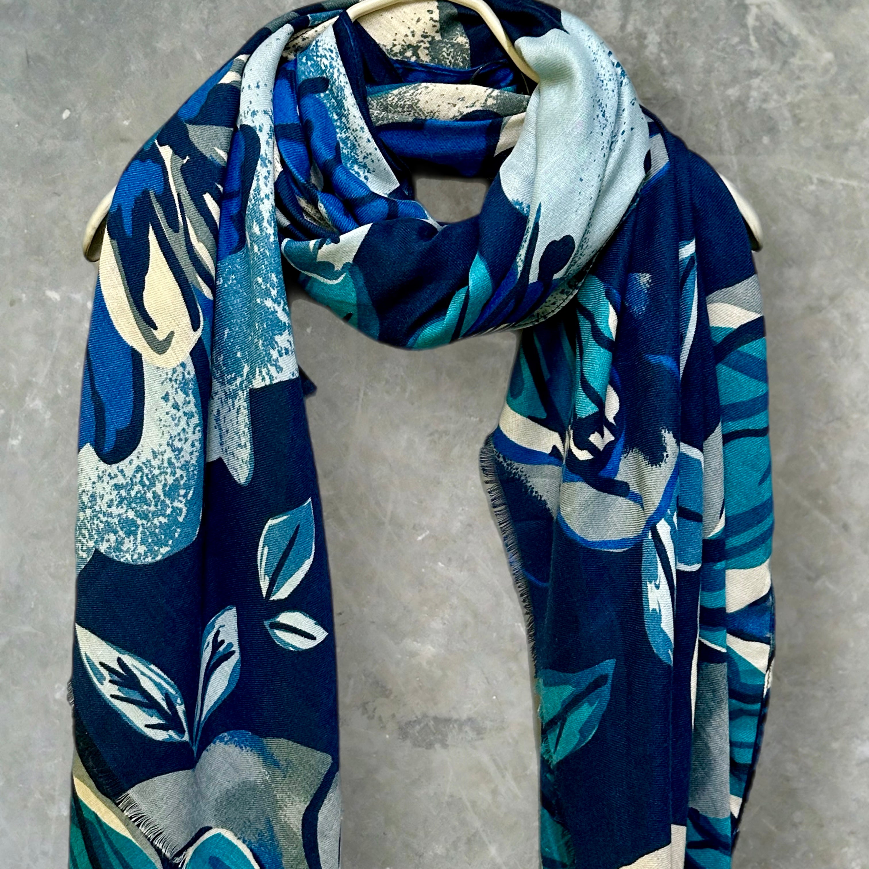 Vintage Inspired Blue Floral Scarf