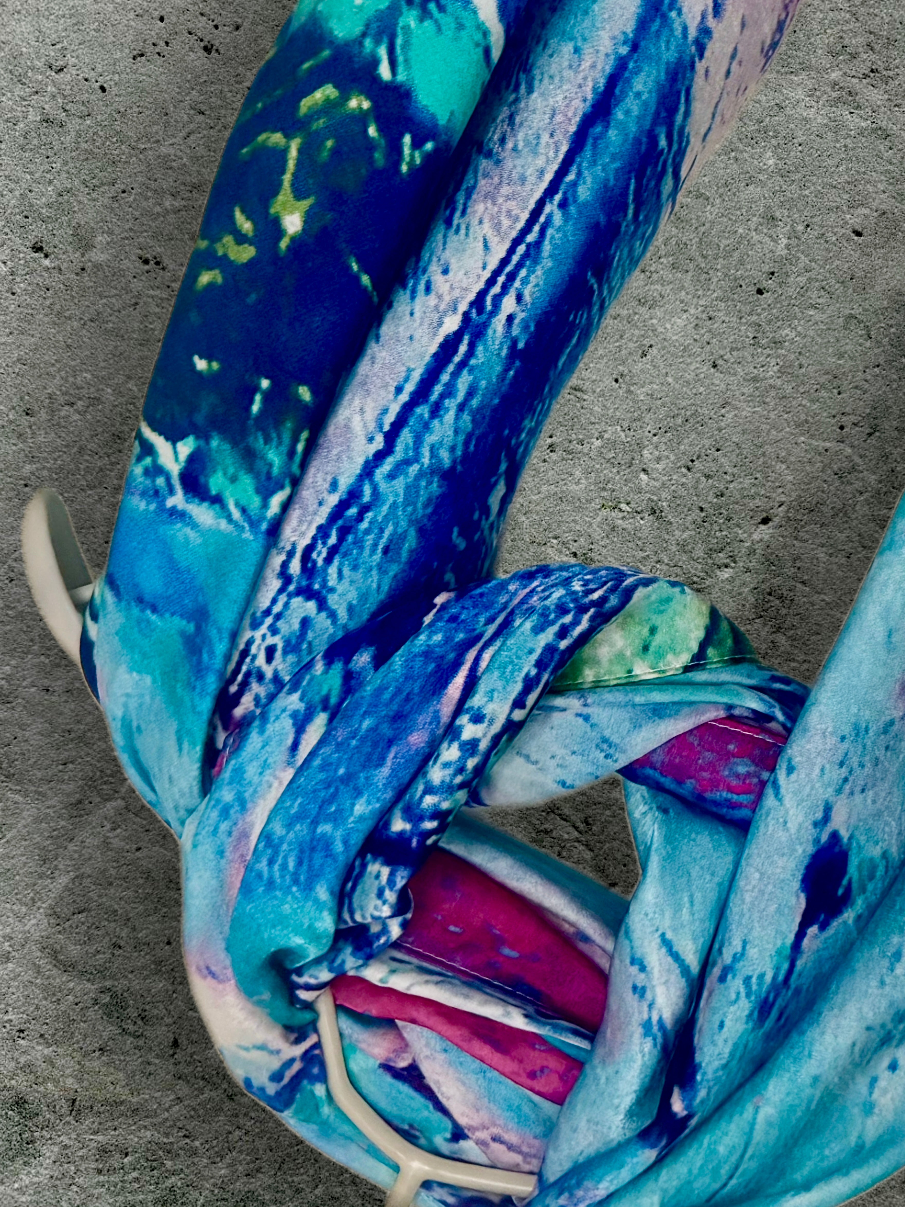 Vibrant Abstract Silk Shawl in Blue Tones,Colorful Modern Art Scarf for Women,Unique Gift for Art Lovers,Birthday,Mom or Christmas