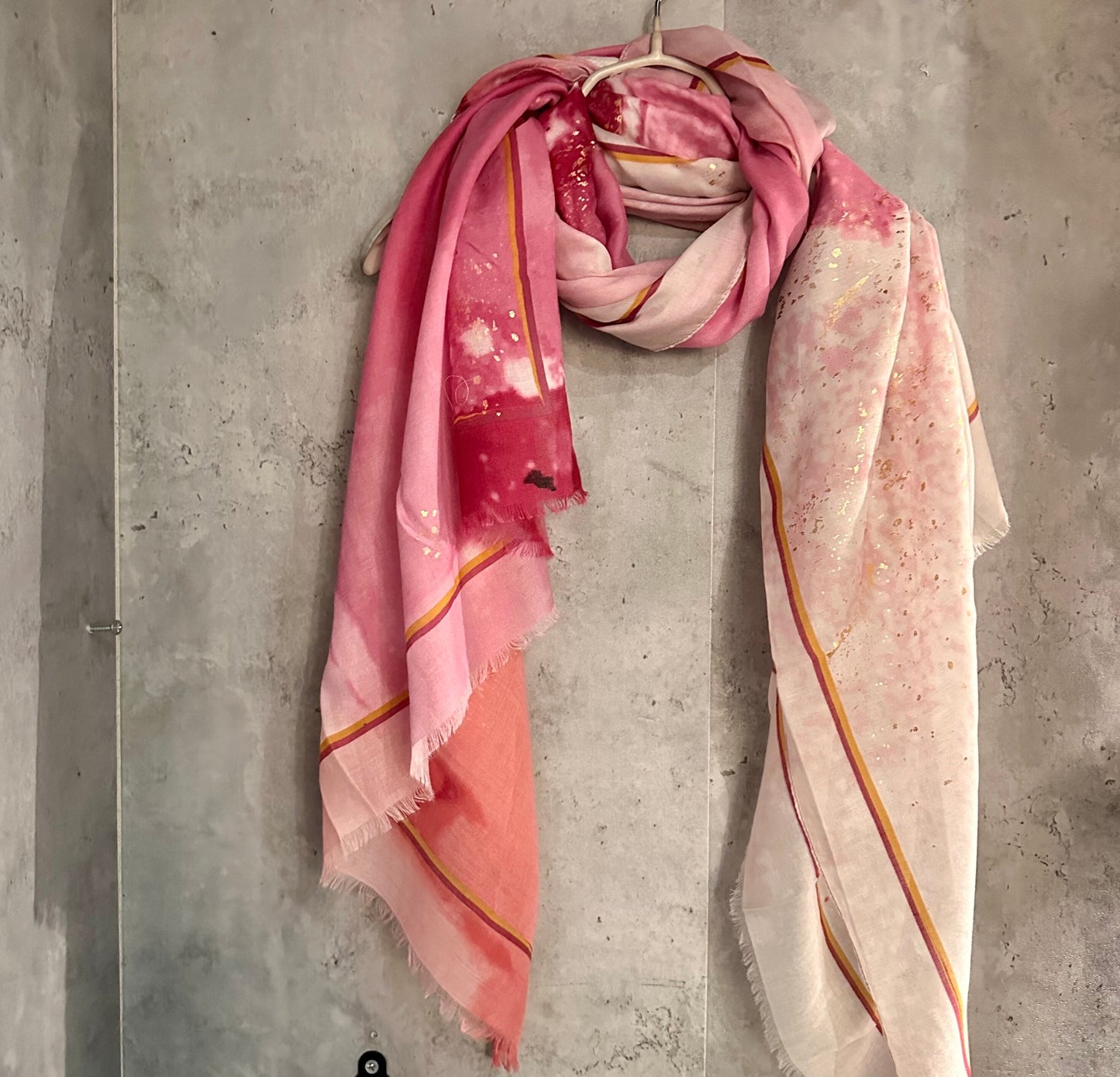 Watercolours Pattern Gold Dusk Pink Cotton Blend Scarf/Summer Autumn Scarf/Scarf Women/Gift For Her Birthday Christmas/Gifts For Mum