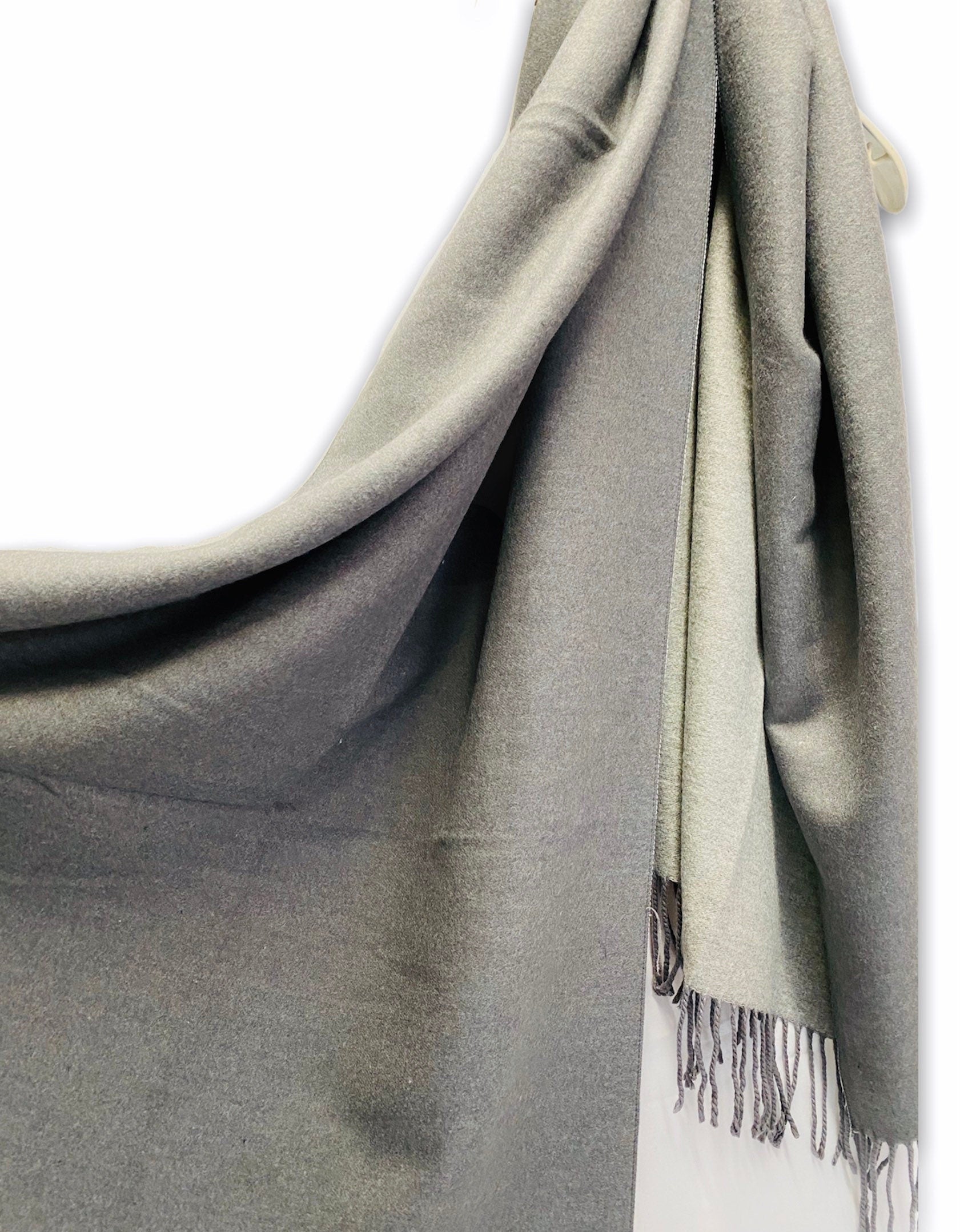 Double Sided Two Tone Grey Cashmere Blend Scarf