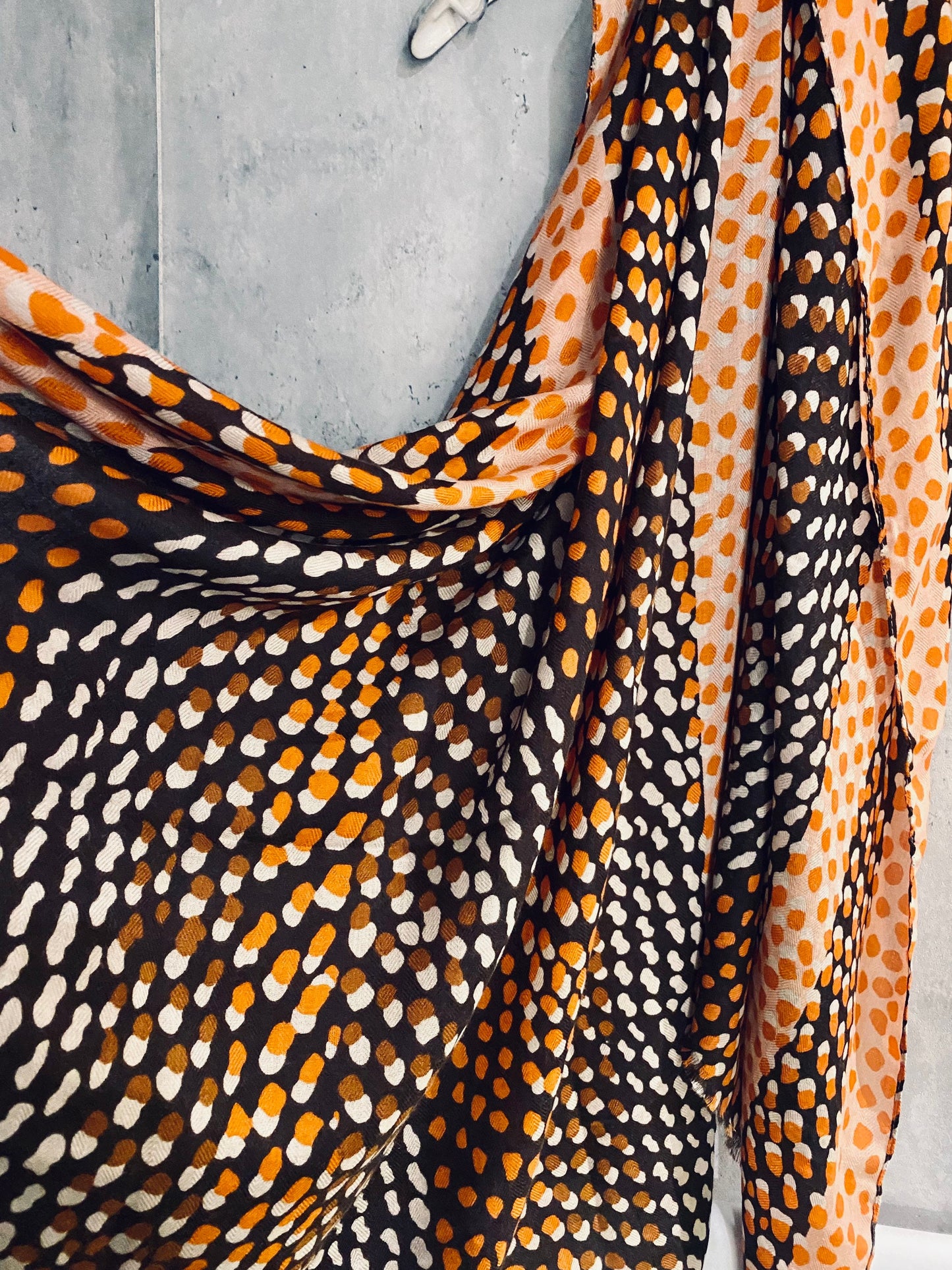 Seamless Polka Dot Pattern Orange Cotton Scarf/Summer Autumn Winter Scarf/Gift For Mom/Gift For Her Birthday Christmas/Scarf Women/UK Seller