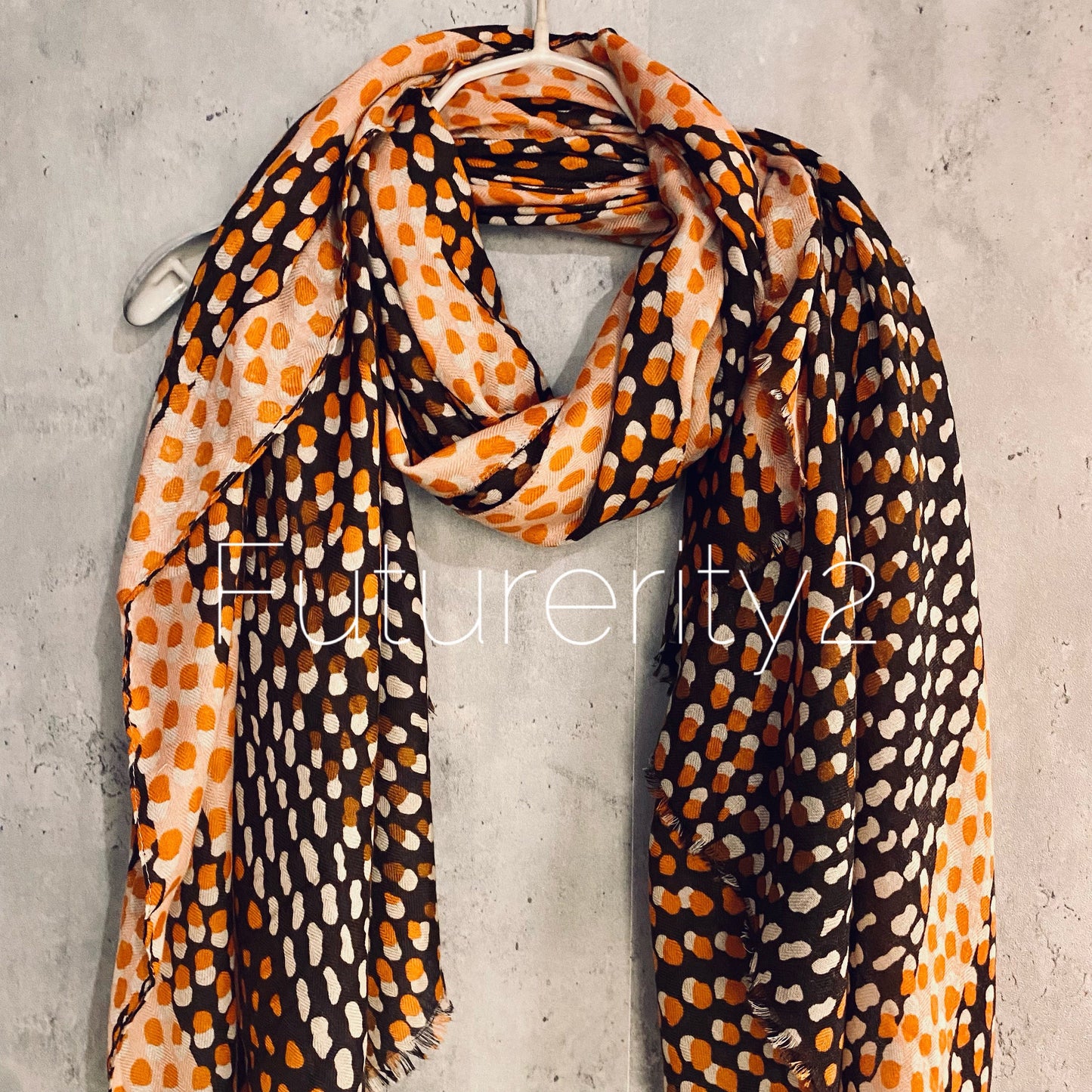Seamless Polka Dot Pattern Orange Cotton Scarf/Summer Autumn Winter Scarf/Gift For Mom/Gift For Her Birthday Christmas/Scarf Women/UK Seller