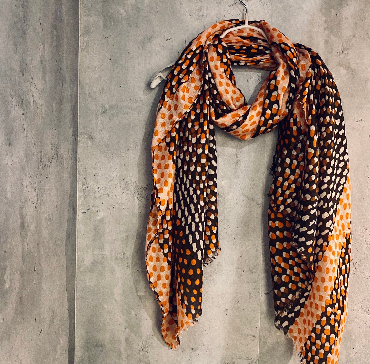 Seamless Polka Dot Pattern Orange Cotton Scarf/Summer Autumn Winter Scarf/Gift For Mom/Gift For Her Birthday Christmas/Scarf Women/UK Seller