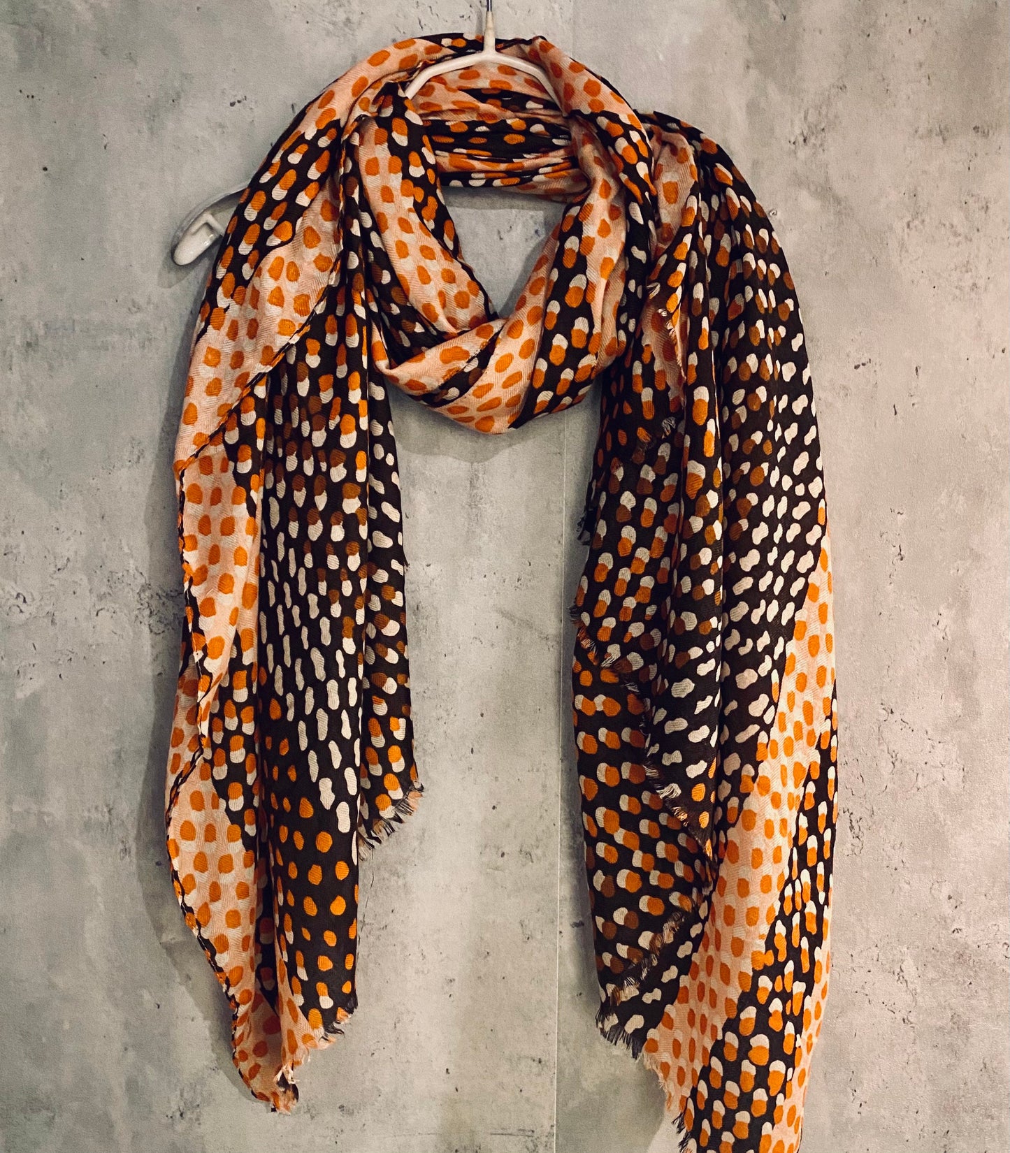 Seamless Polka Dot Pattern Orange Cotton Scarf/Summer Autumn Winter Scarf/Gift For Mom/Gift For Her Birthday Christmas/Scarf Women/UK Seller