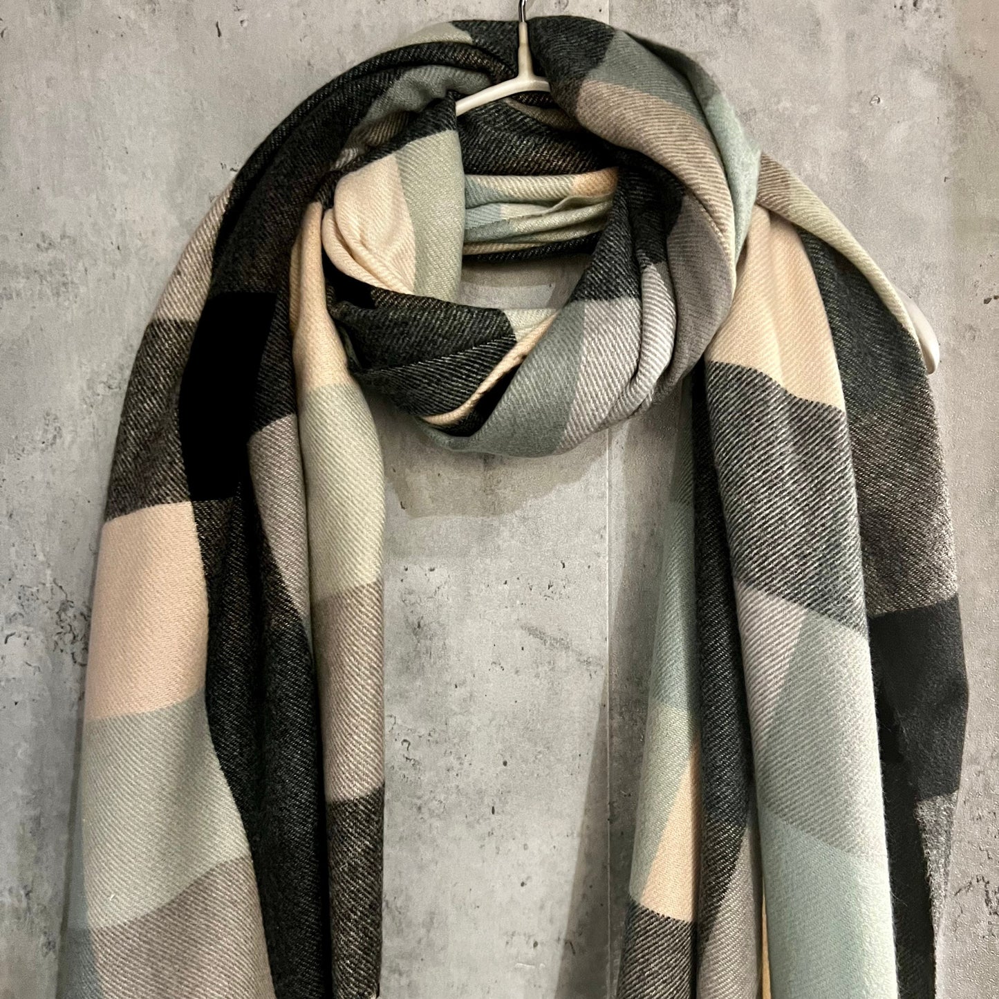 Checked Pattern Grey Black Beige Cashmere Viscose Blend Scarf/Winter Autumn Scarf/Gifts For Mum/Men Scarf/Gifts For Her Birthday Christmas