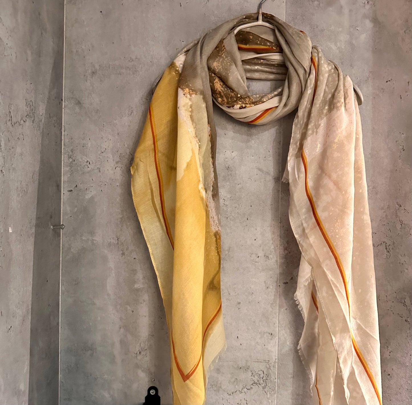 Gold Dusk Beige Cotton Blend Scarf with Watercolours Pattern – A Stylish Gift for Her, Anytime