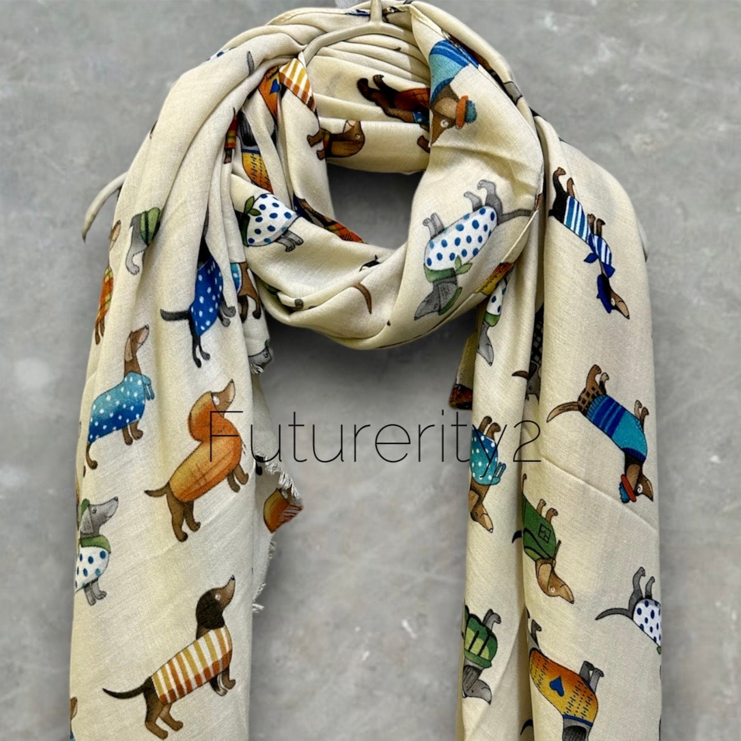 Dachshund Dog Off White Scarf – A Delightful Gift for Mom and Her All Year Round