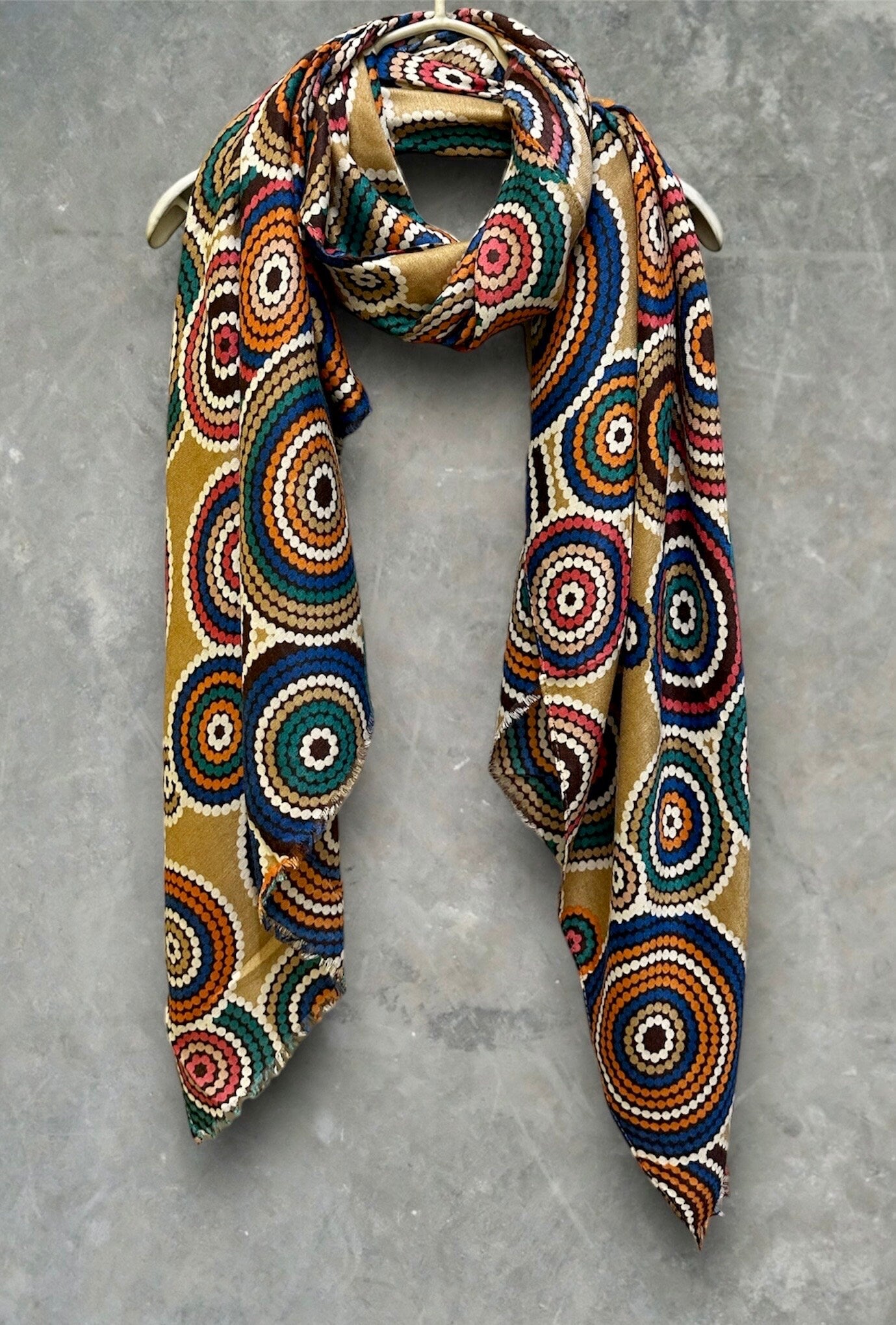 Cercular Dots Pattern Brown Scarf/Cotton Blend Scarf/Summer Autumn Winter Scarf/Scarf Women/Gifts For Her Birthday Christmas