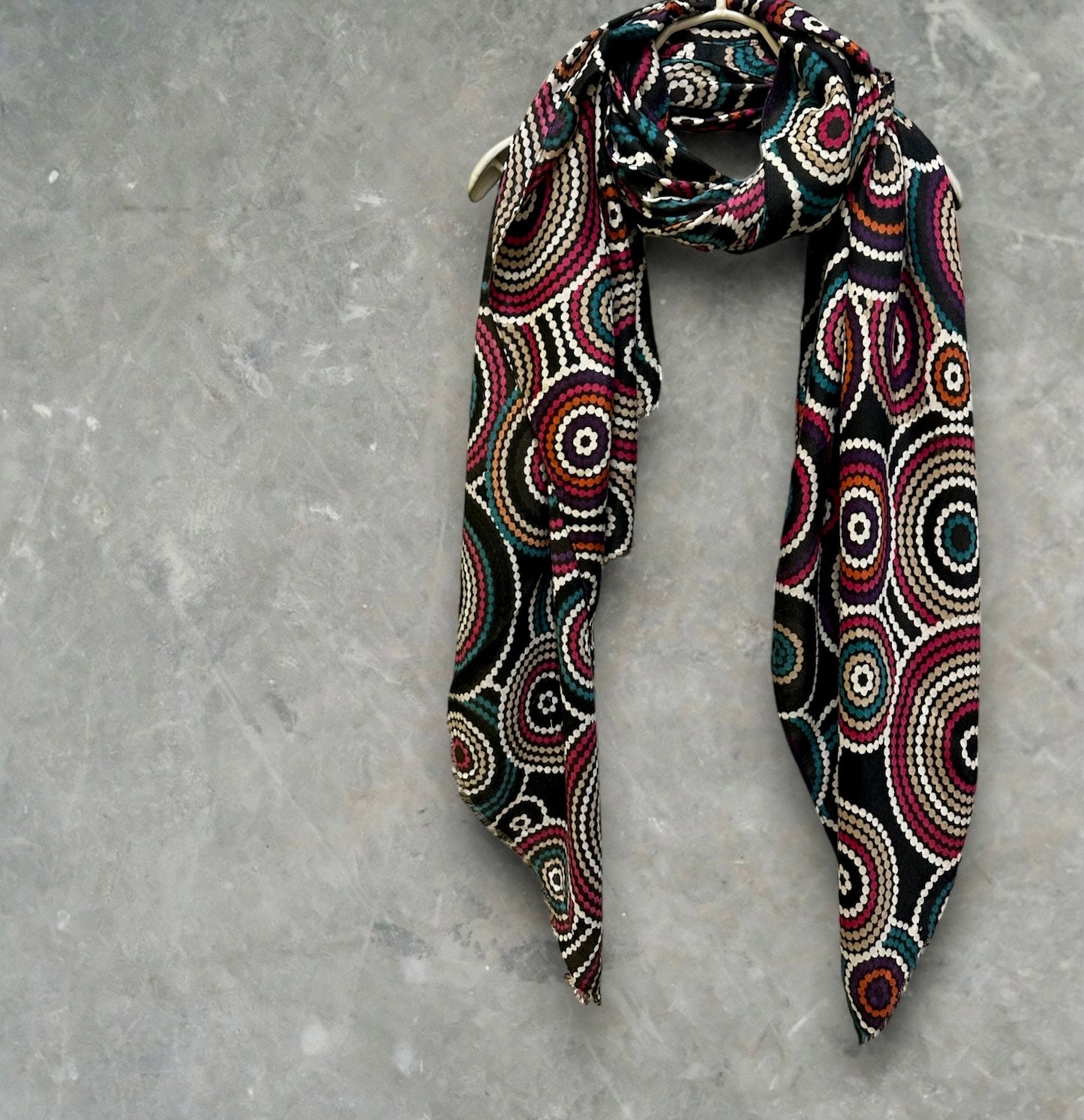 Cercular Dots Pattern Black Scarf/Cotton Blend Scarf/Summer Autumn Winter Scarf/Scarf Women/Gifts For Her Birthday Christmas