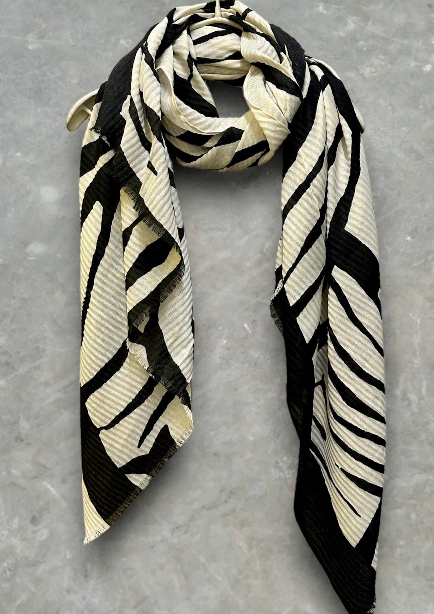 Geo Zebra Stripes Pattern Black White Scarf/Cotton Blend Scarf/Summer Autumn Winter Scarf/Scarf Women/Gifts For Her Birthday Christmas