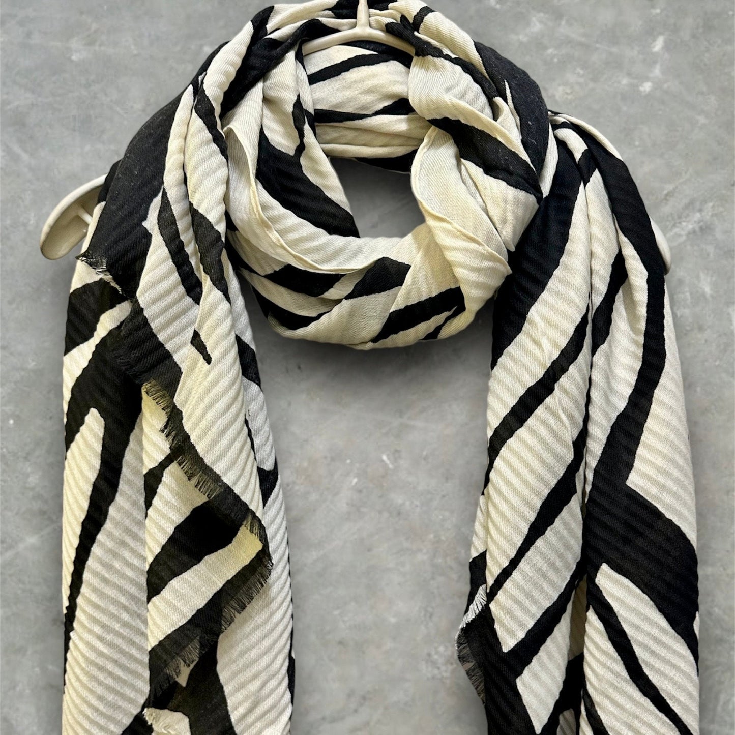 Geo Zebra Stripes Pattern Black White Scarf/Cotton Blend Scarf/Summer Autumn Winter Scarf/Scarf Women/Gifts For Her Birthday Christmas